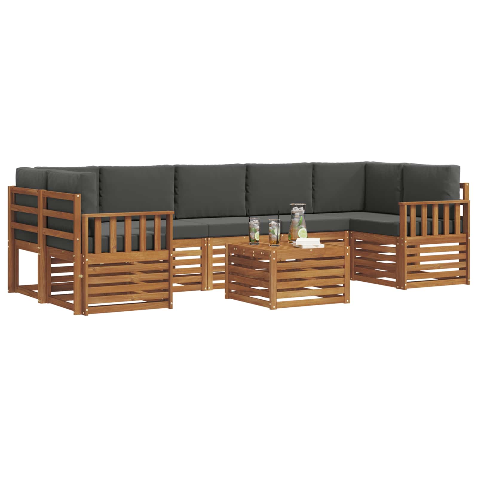 Ensemble de canapés d'extérieur 8 pcs Naturel et Anthracite - XIOS