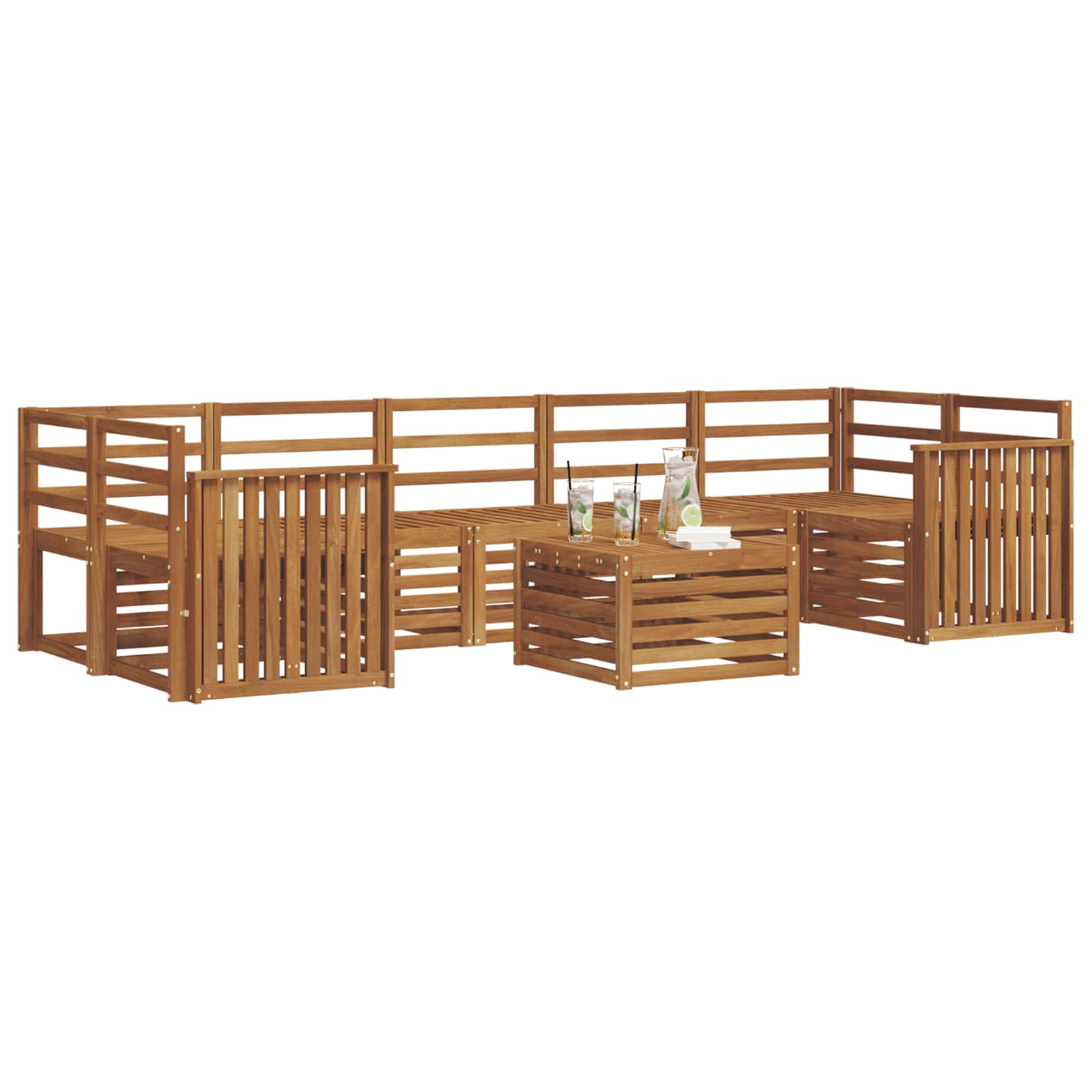 Ensembles de canapés 8 pcs Naturel Bois d'Acacia Massif - XIOS