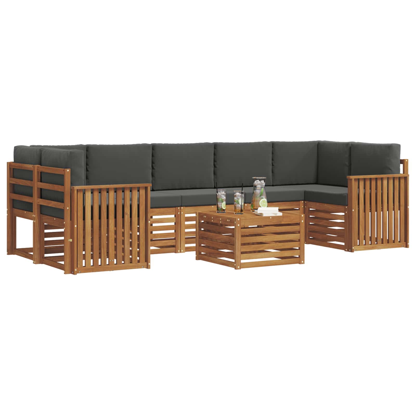 Ensembles de canapés avec coussin 8 pcs Naturel et Anthracite - XIOS