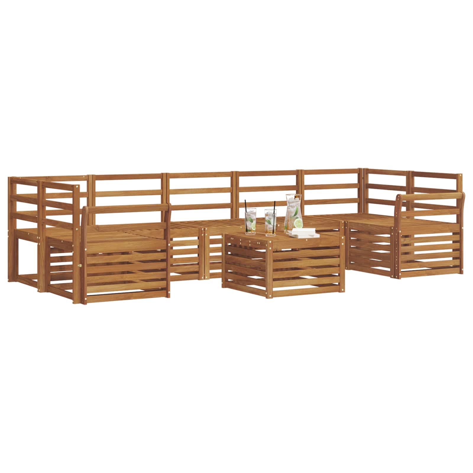 Ensembles de canapés 8 pcs Naturel Bois d'Acacia Massif - XIOS
