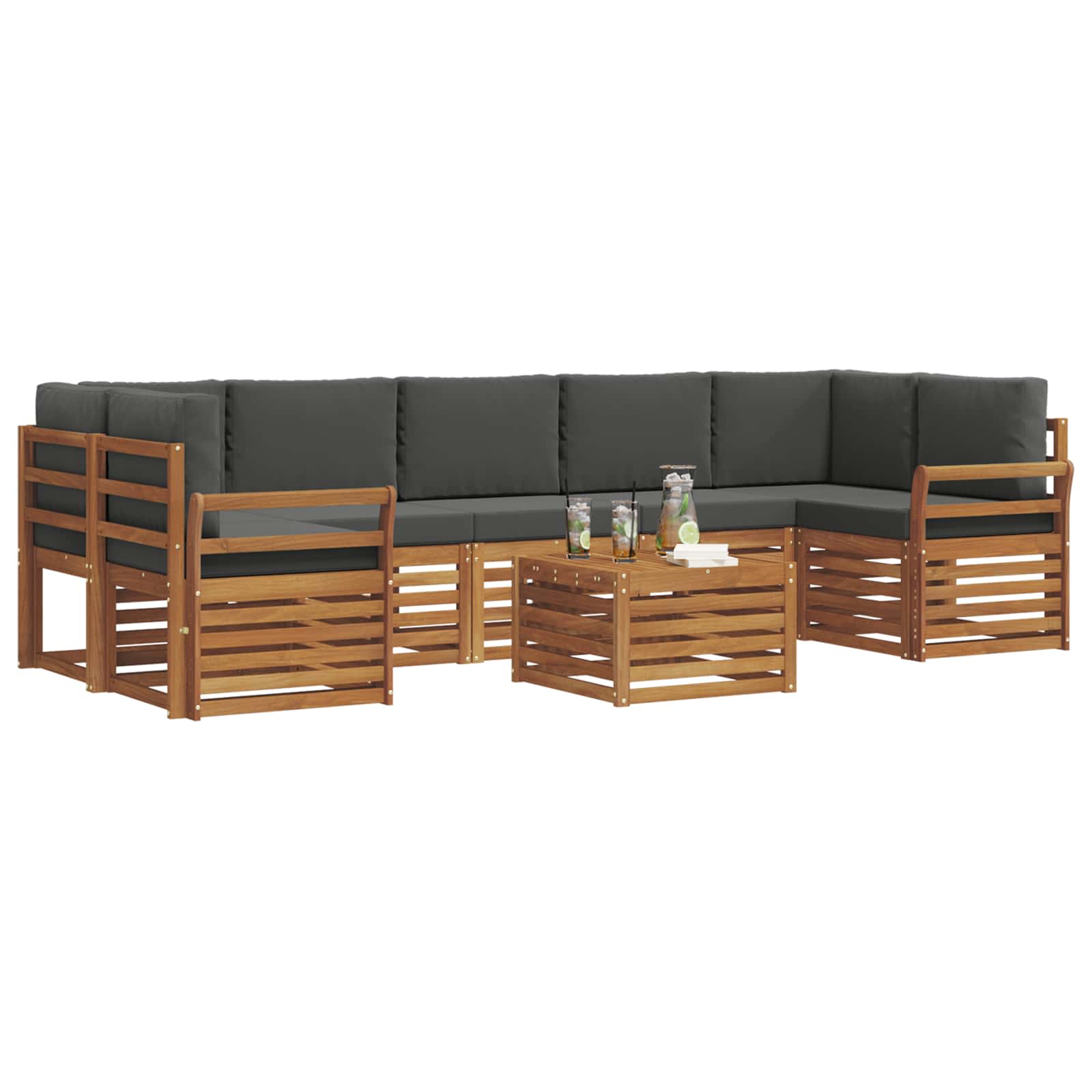 Ensemble de canapés d'extérieur 8 pcs Naturel et Anthracite - XIOS
