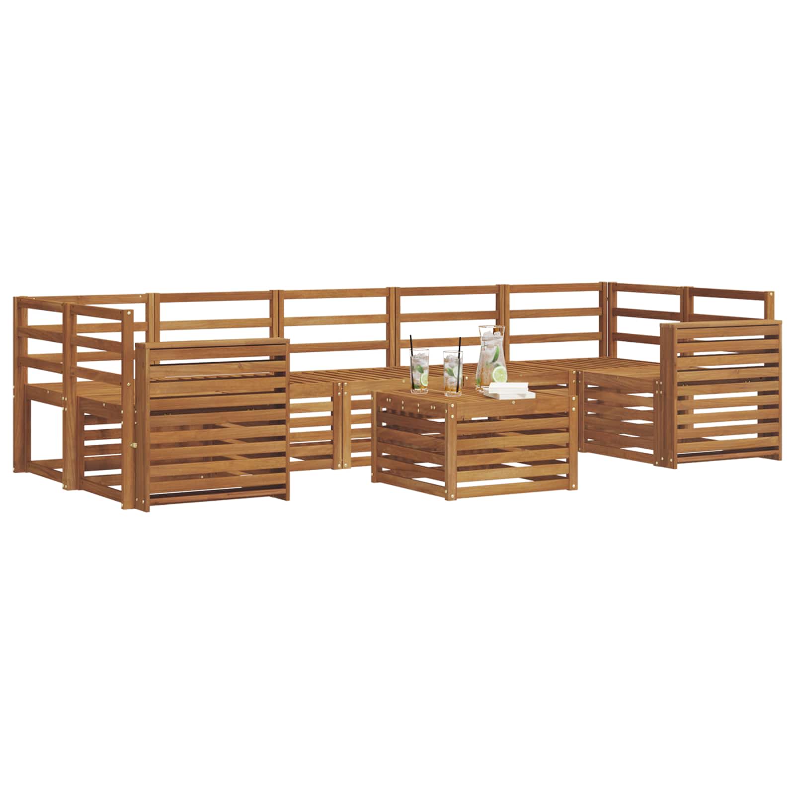Ensembles de canapés 8 pcs Naturel Bois d'Acacia Massif - XIOS