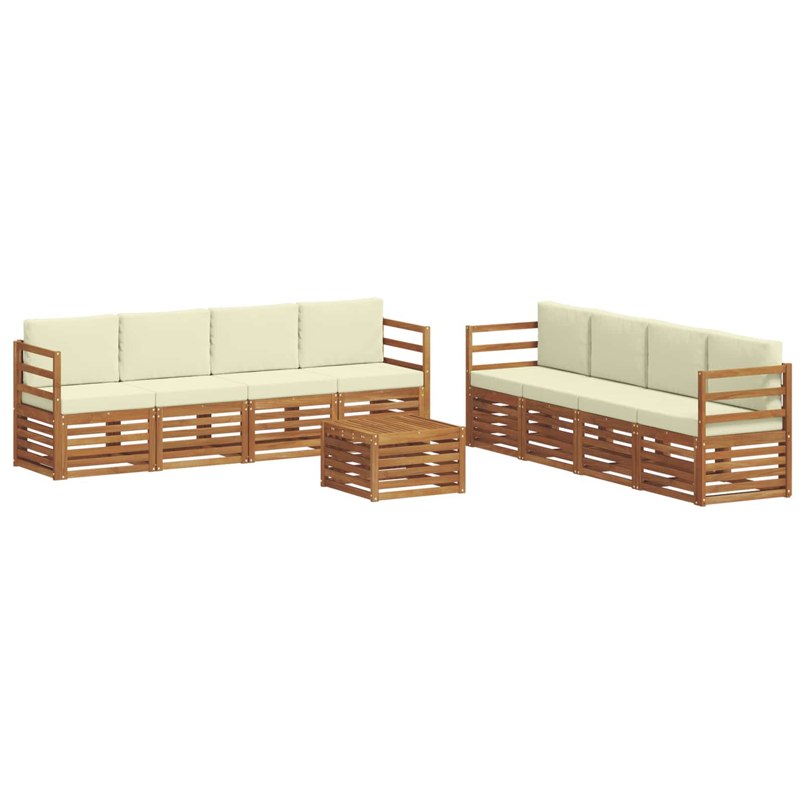Ensembles de canapés avec coussin 9 pcs Naturel et Crème
