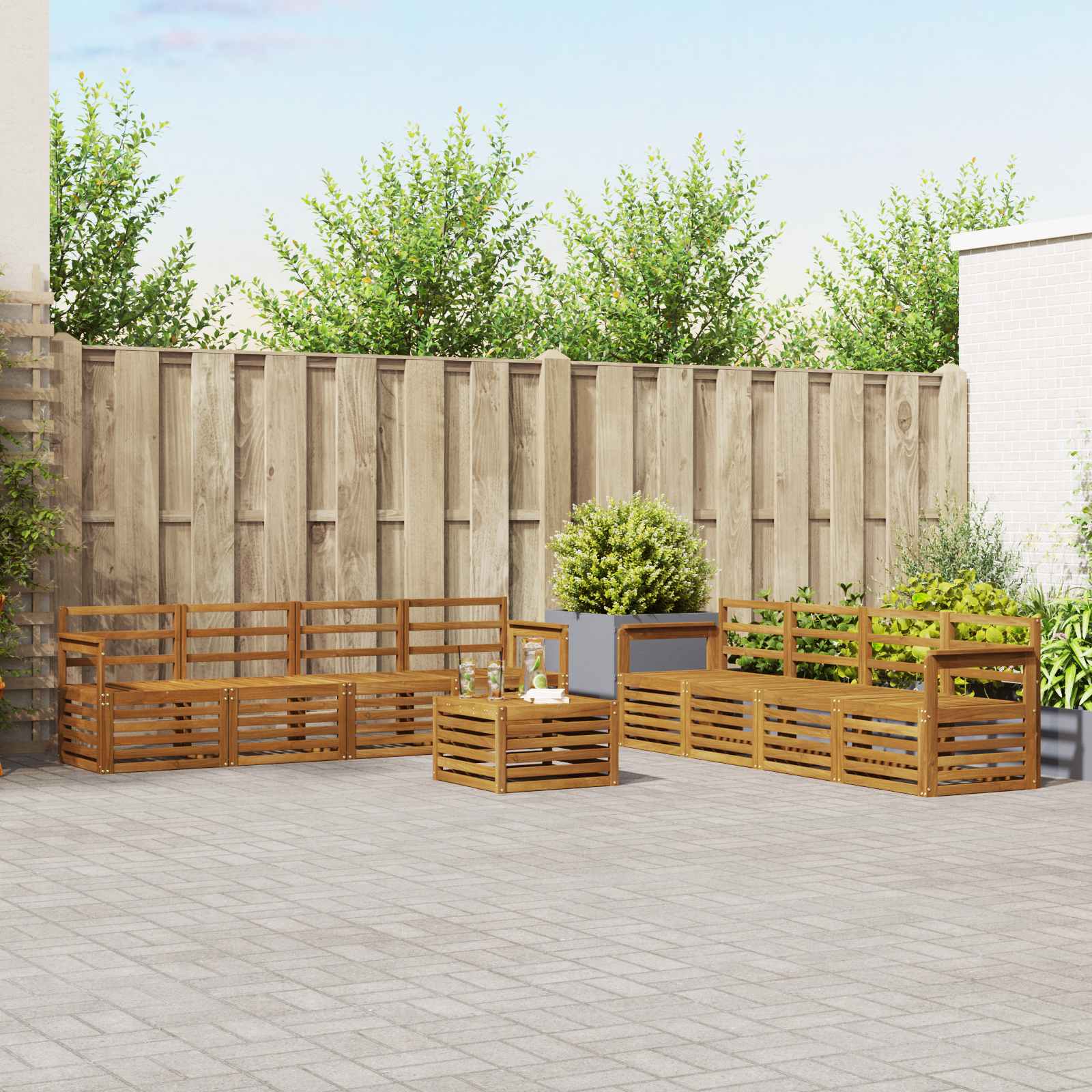 Ensembles de canapés 9 pcs Naturel Bois d'Acacia Massif - XIOS