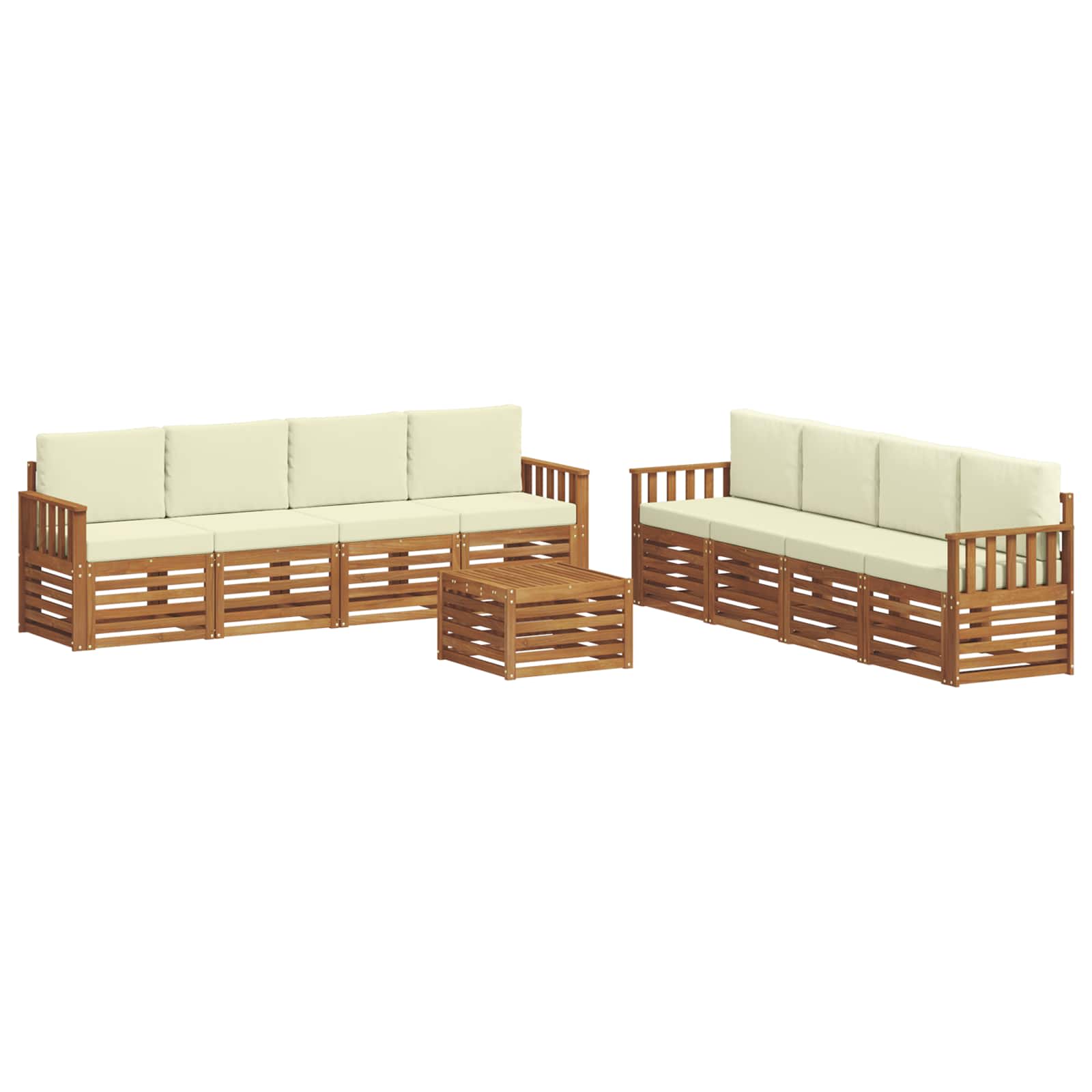 Ensembles de canapés avec coussin 9 pcs Naturel et Crème
