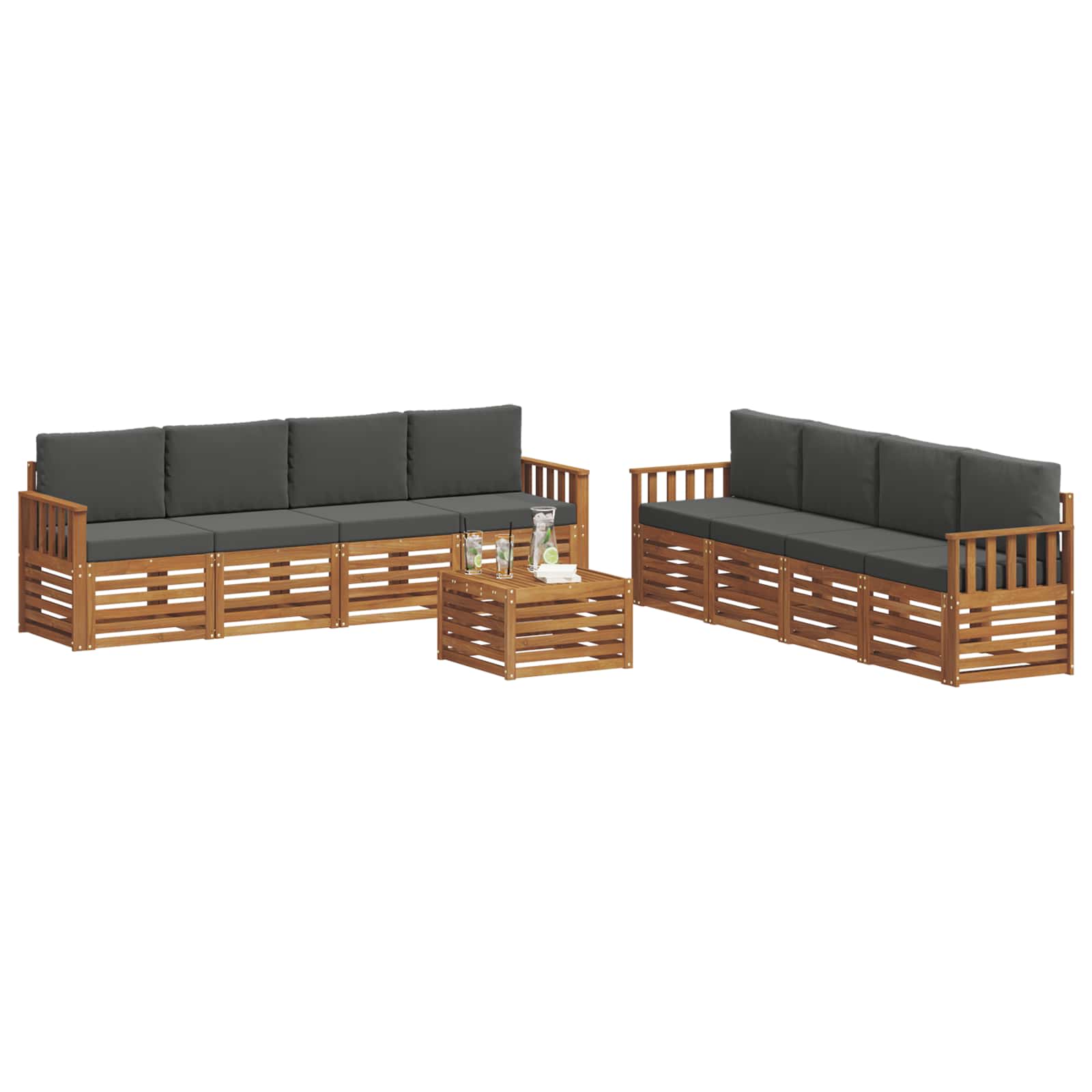 Ensembles de canapés avec coussin 9 pcs Naturel et Anthracite - XIOS