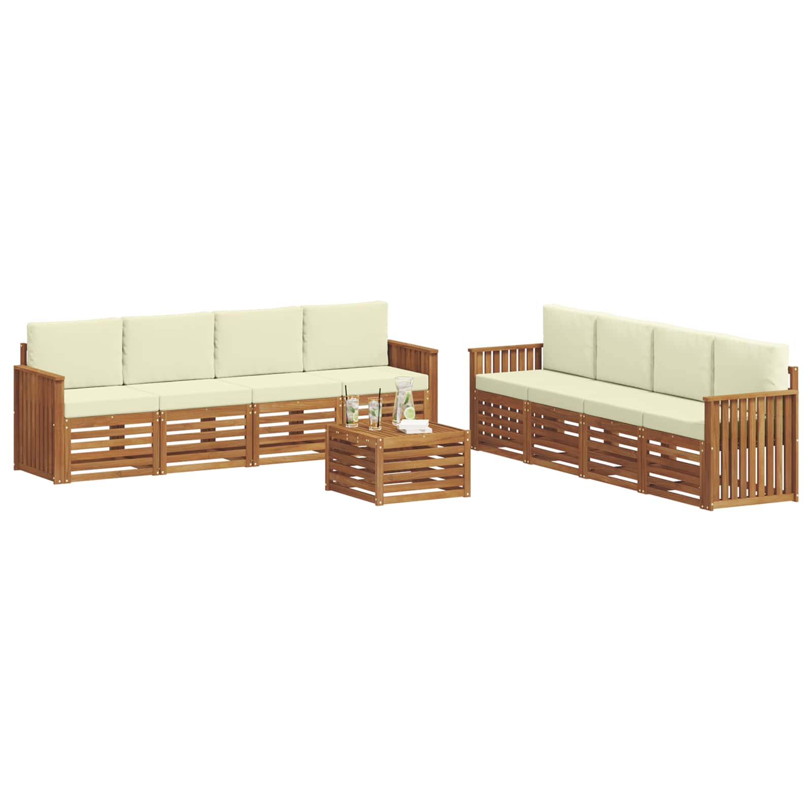 Ensembles de canapés avec coussin 9 pcs Naturel et Crème