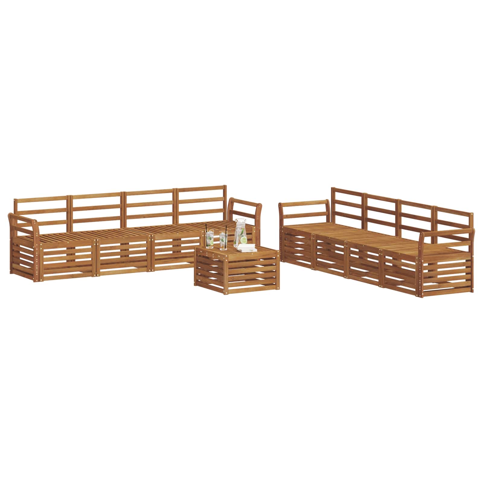 Ensembles de canapés 9 pcs Naturel Bois d'Acacia Massif - XIOS