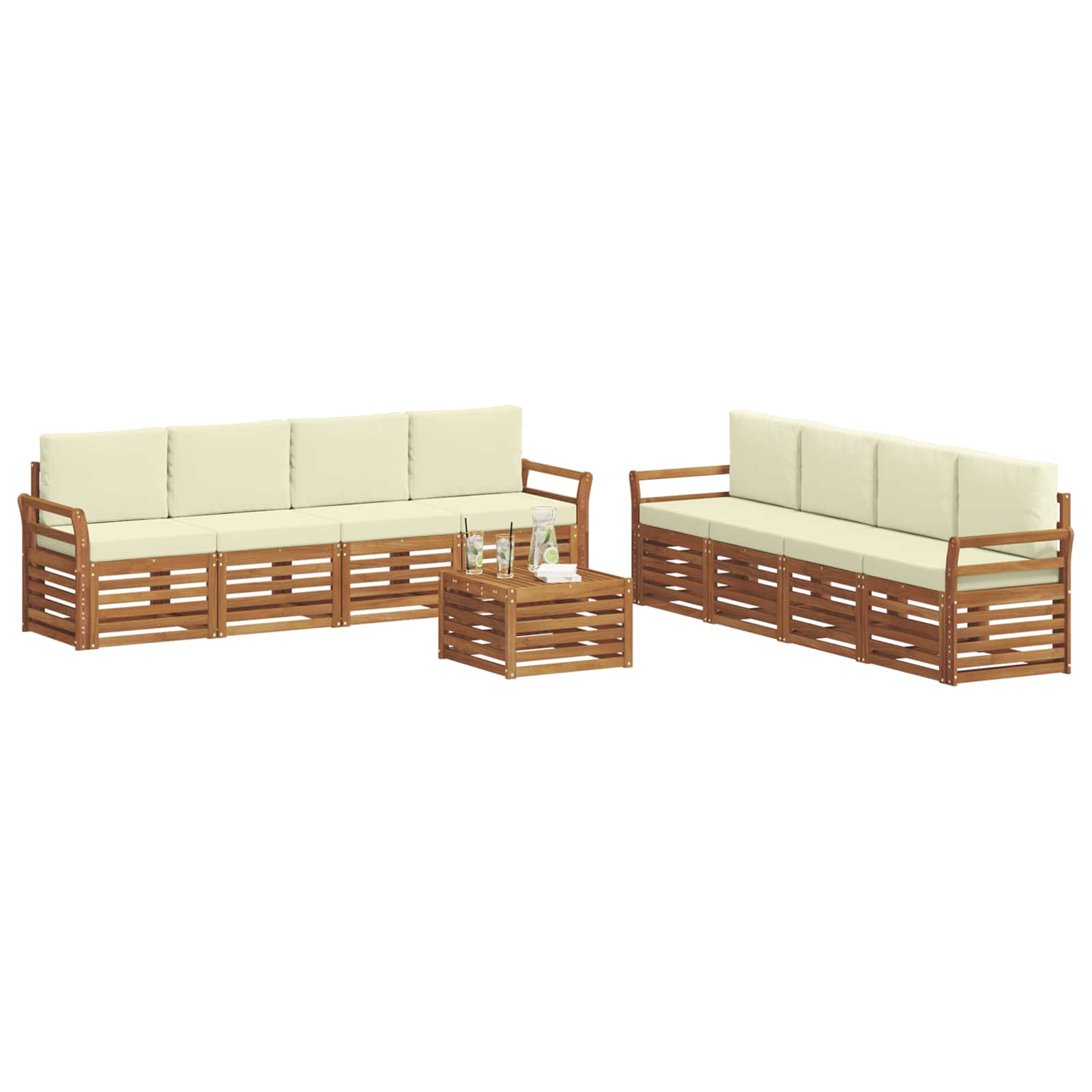 Ensembles de canapés avec coussin 9 pcs Naturel et Crème