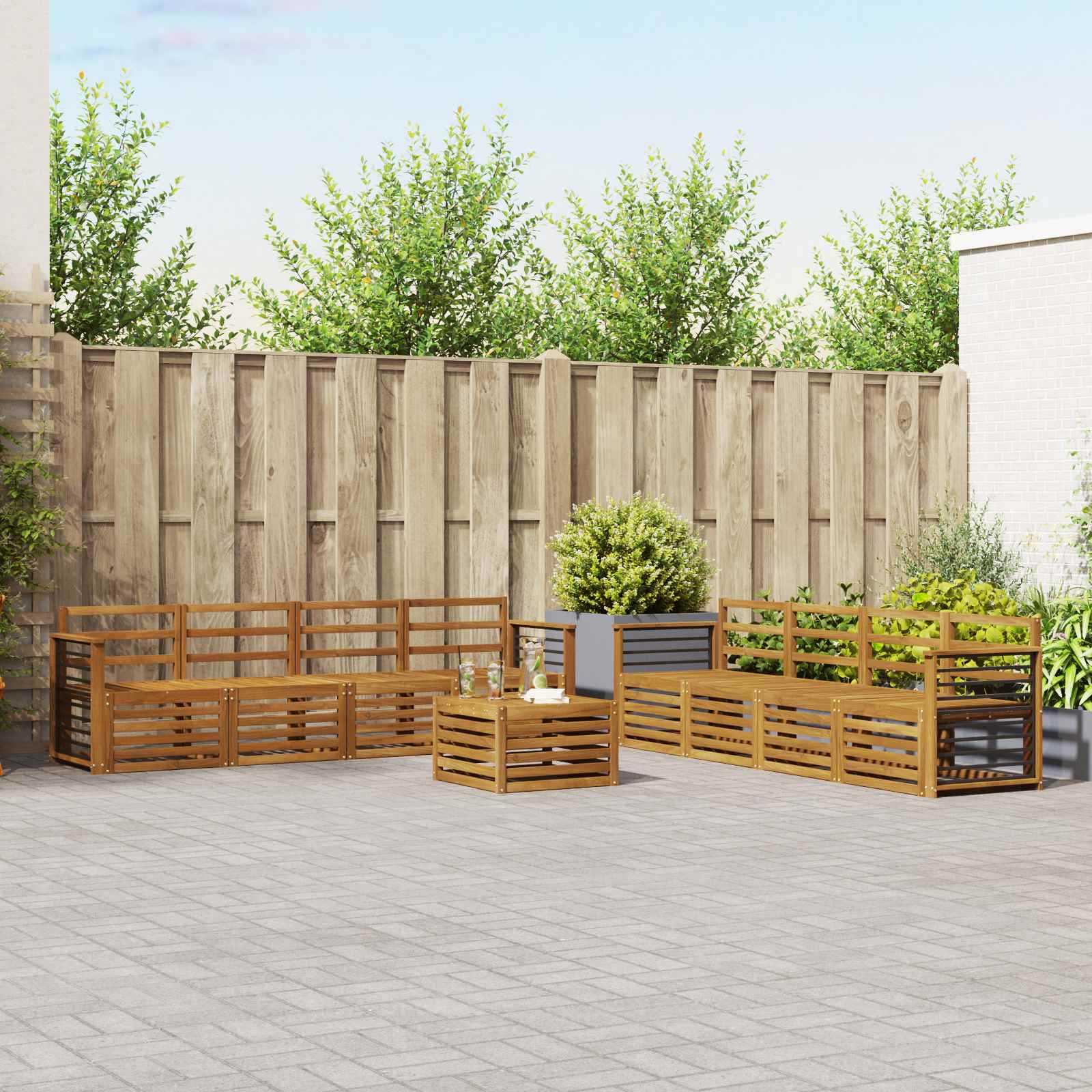 Ensembles de canapés 9 pcs Naturel Bois d'Acacia Massif - XIOS