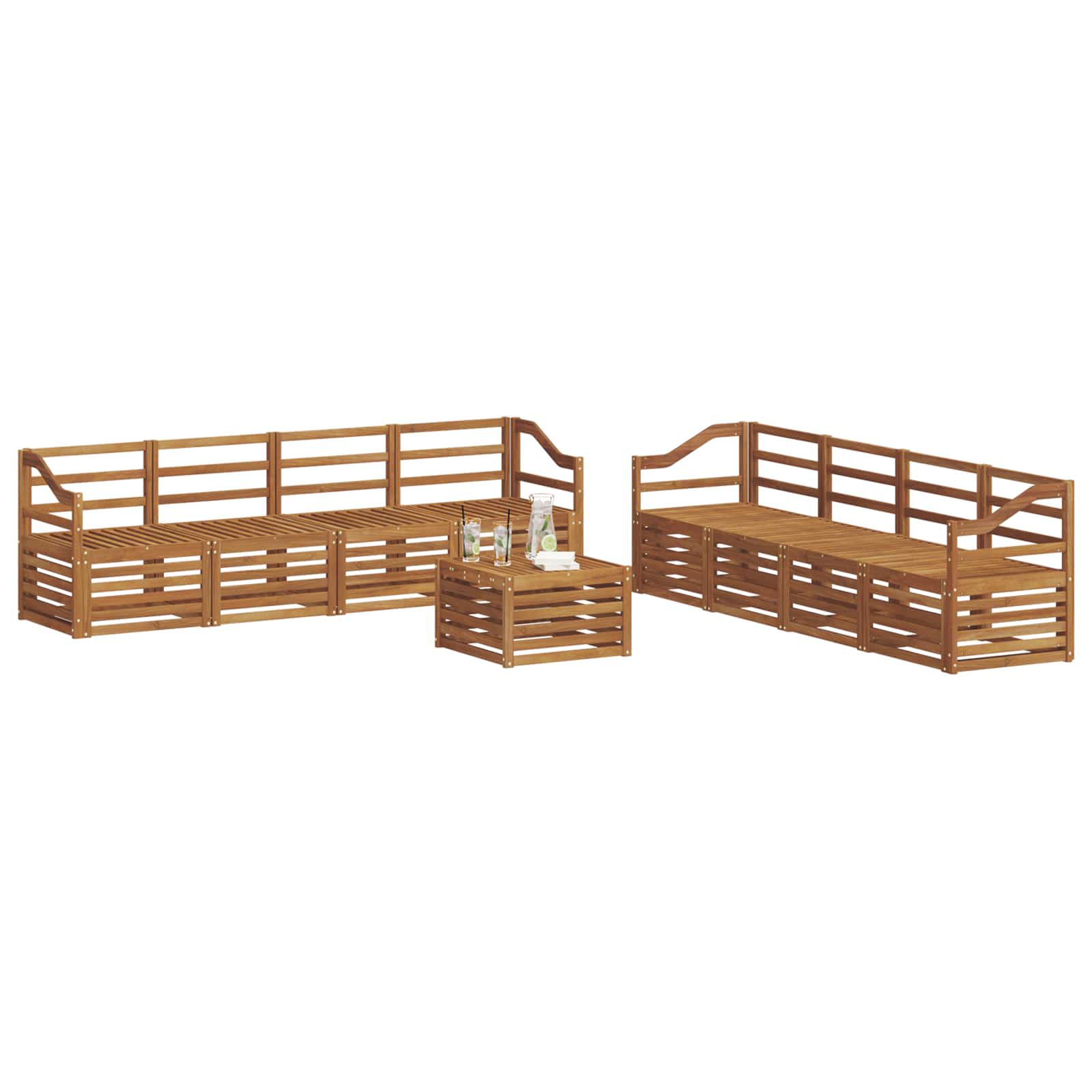 Ensembles de canapés 9 pcs Naturel Bois d'Acacia Massif - XIOS