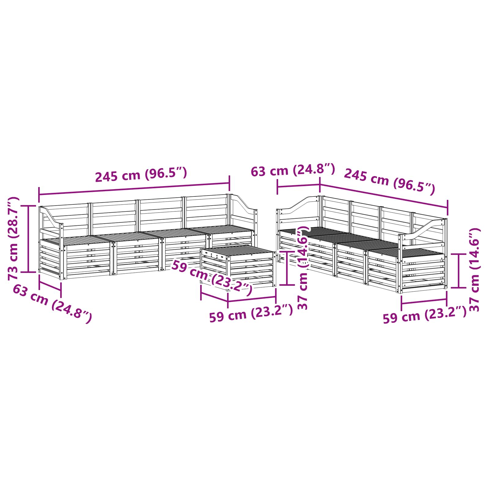 Ensembles de canapés 9 pcs Naturel Bois d'Acacia Massif - XIOS