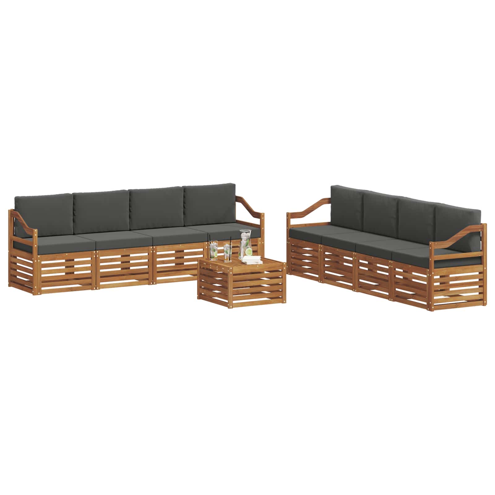 Ensembles de canapés avec coussin 9 pcs Naturel et Anthracite - XIOS