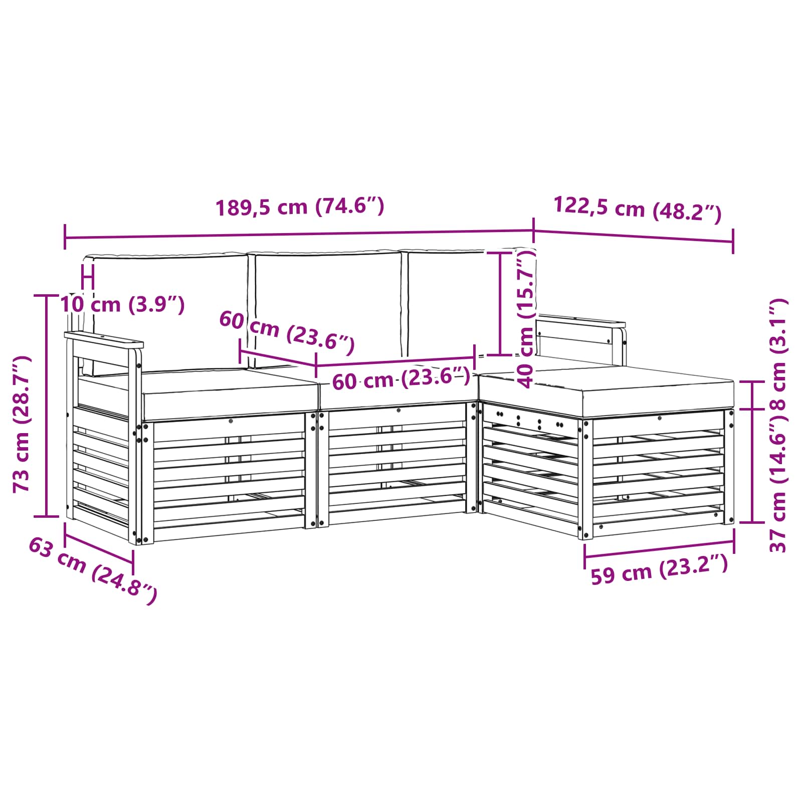 Ensembles de canapés avec coussin 4 pcs Naturel et Crème - XIOS