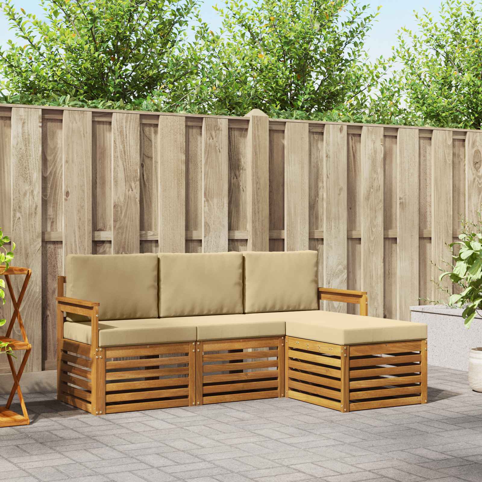 Ensemble de canapés d'extérieur 4 pcs Naturel et Beige - XIOS