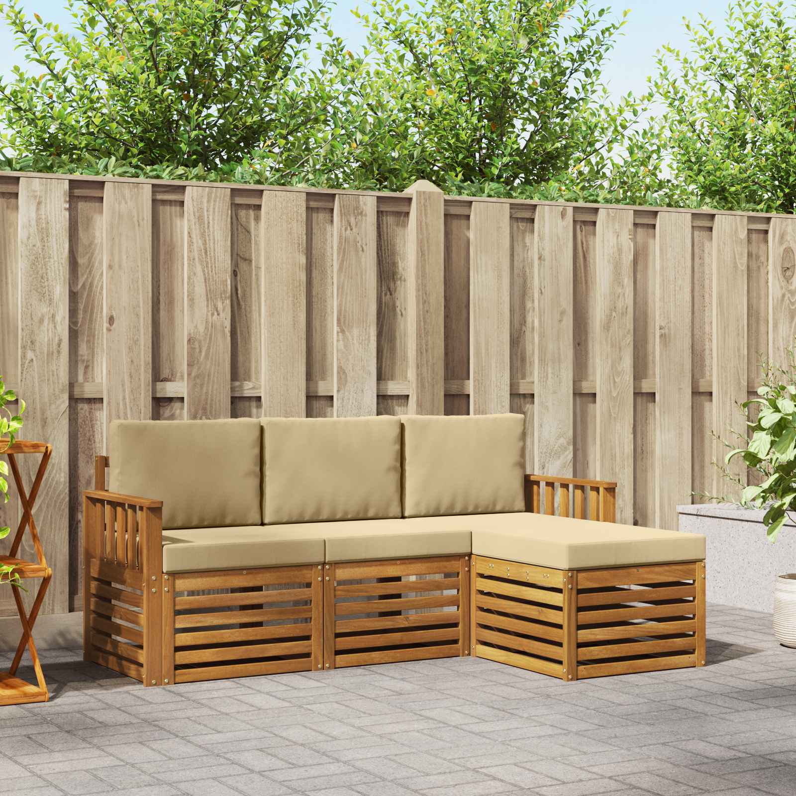 Ensemble de canapés d'extérieur 4 pcs Naturel et Beige - XIOS