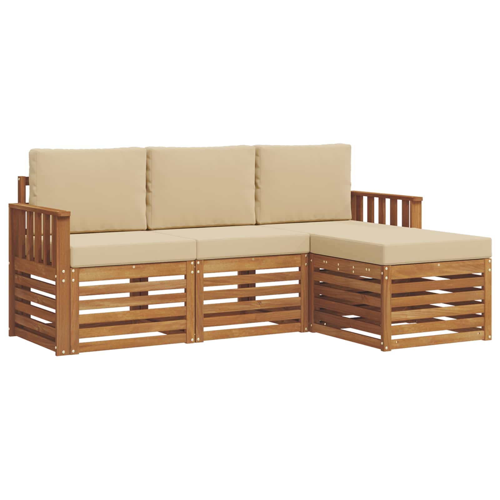 Ensembles de canapés avec coussin 4 pcs Naturel et Beige
