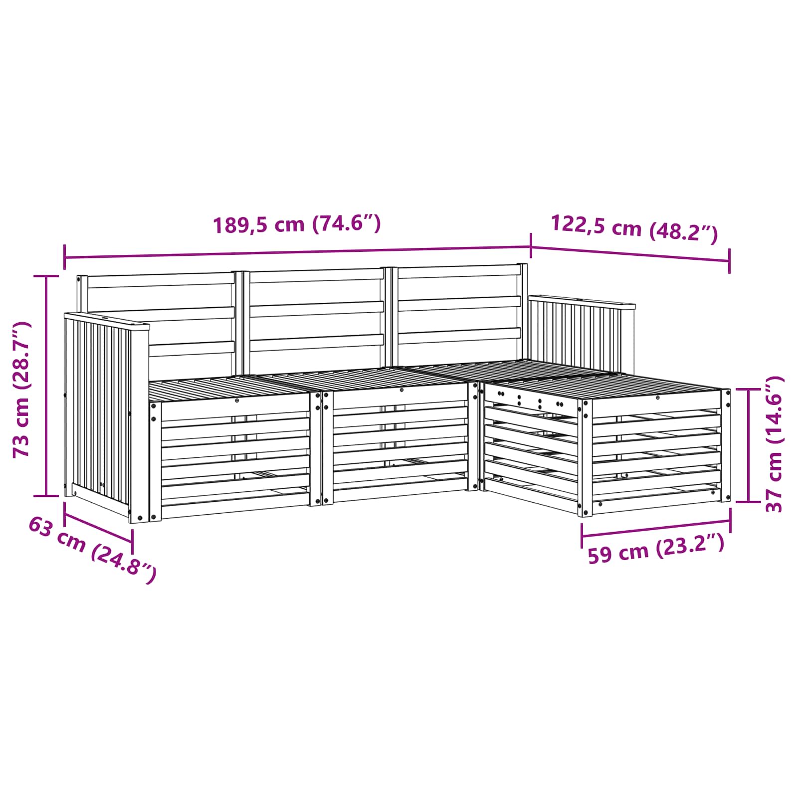 Ensembles de canapés 4 pcs Naturel Bois d'Acacia Massif - XIOS