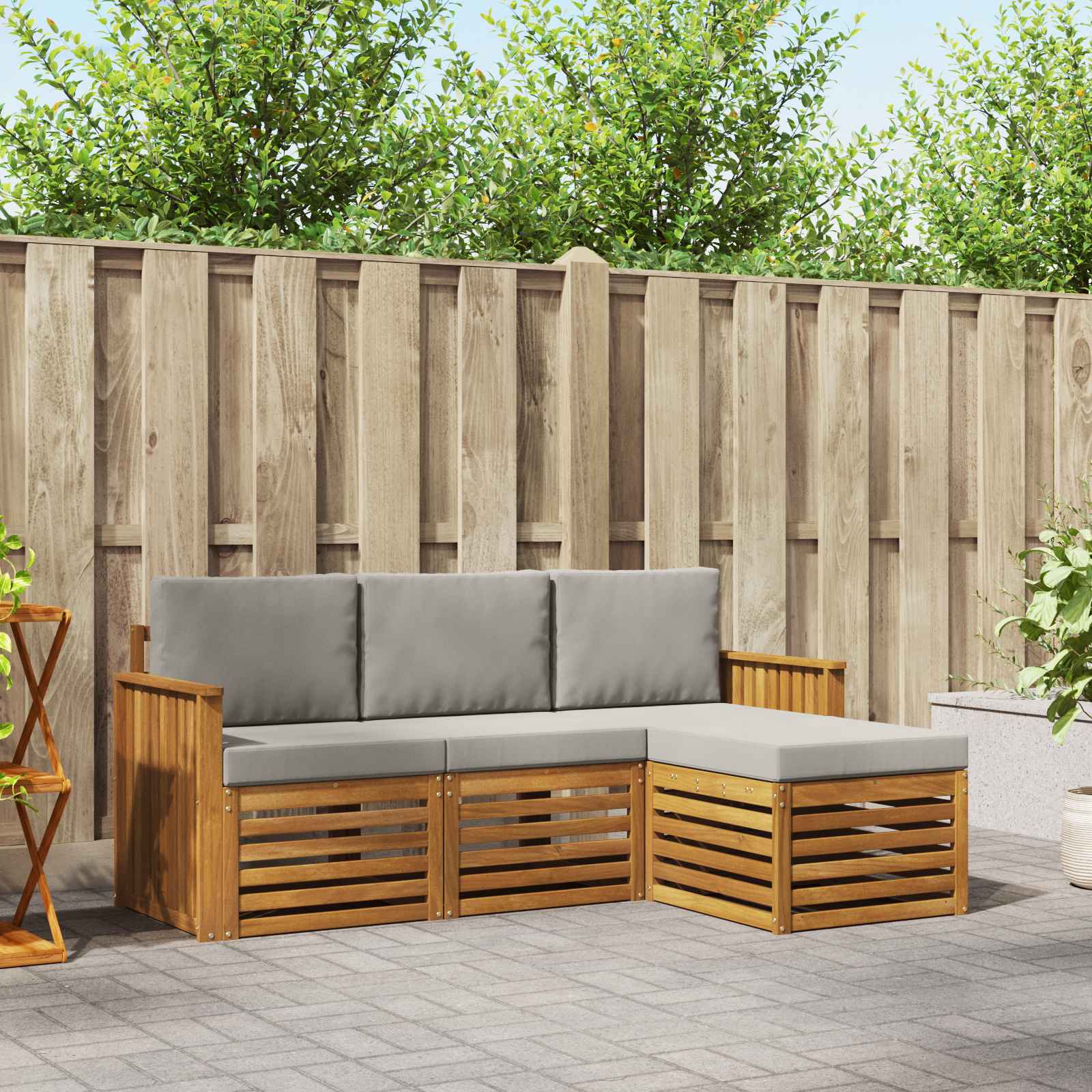 Ensembles de canapés avec coussin 4 pcs Gris Naturel et Clair