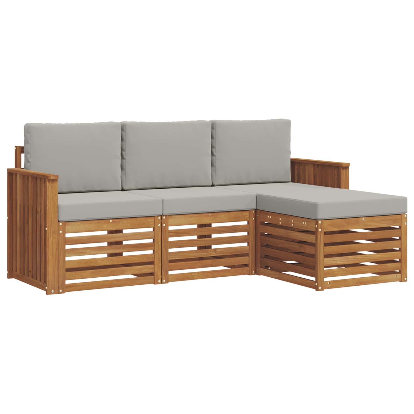 Ensembles de canapés avec coussin 4 pcs Gris Naturel et Clair