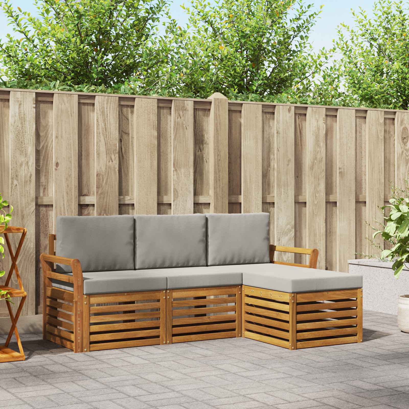 Ensembles de canapés avec coussin 4 pcs Gris Naturel et Clair