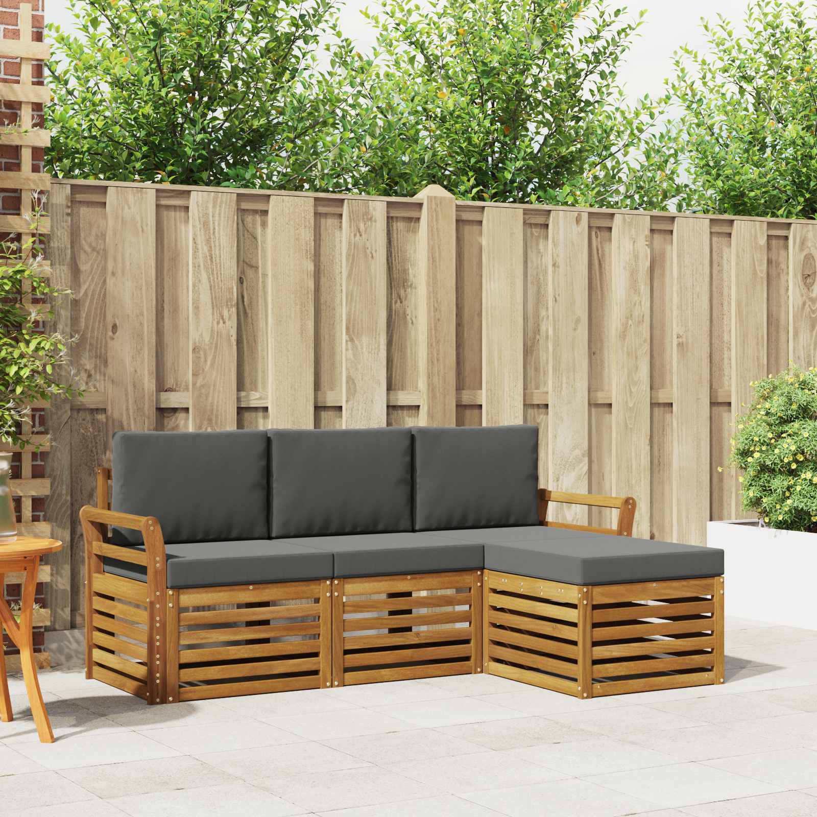 Ensembles de canapés avec coussin 4 pcs Naturel et Anthracite