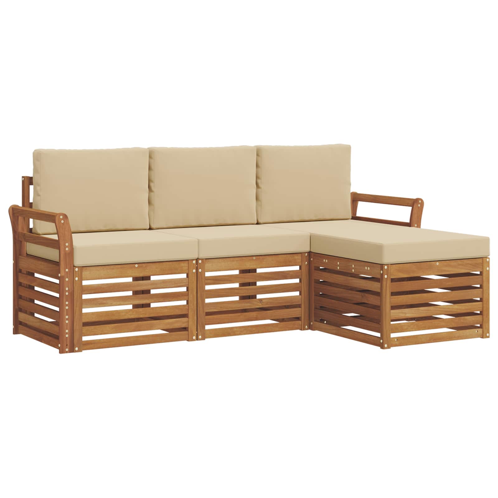 Ensemble de canapés d'extérieur 4 pcs Naturel et Beige - XIOS