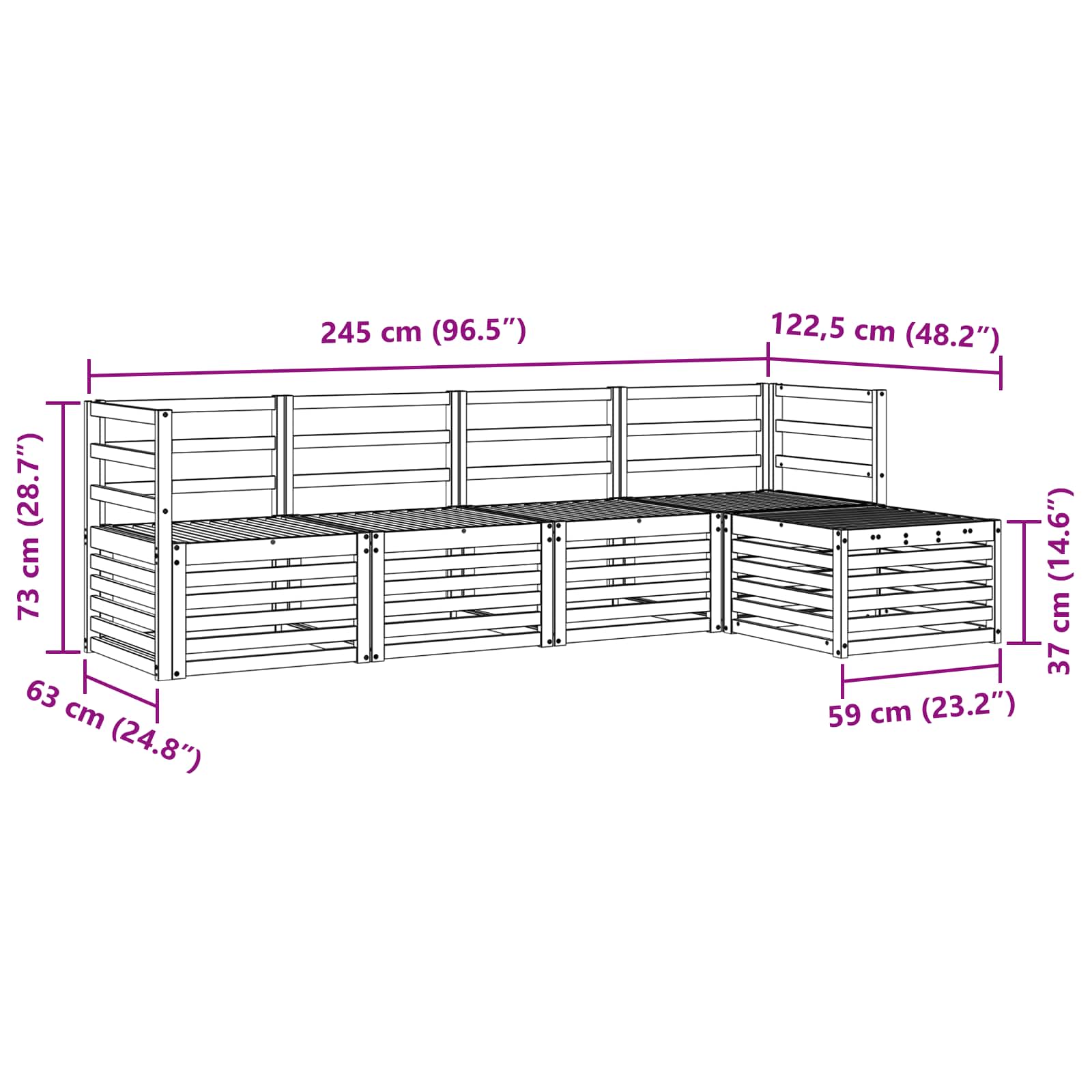 Ensemble de canapés d'extérieur 5 pcs Naturel - XIOS