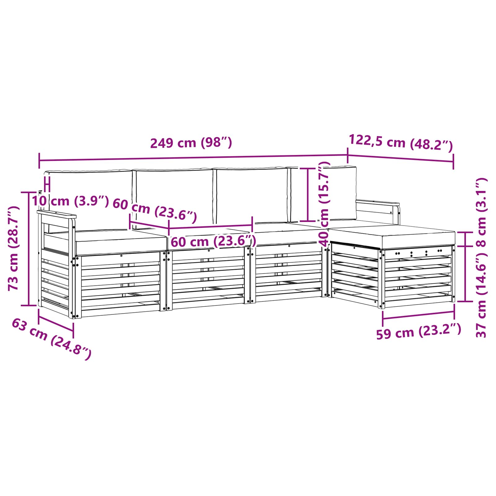 Ensemble de canapés d'extérieur 5 pcs Naturel et Crème - XIOS