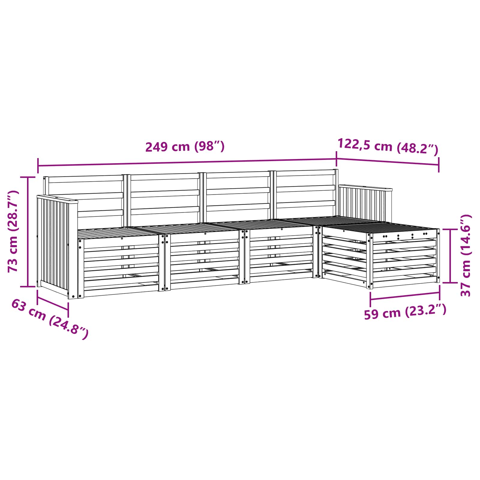 Ensemble de canapés d'extérieur 5 pcs Naturel - XIOS