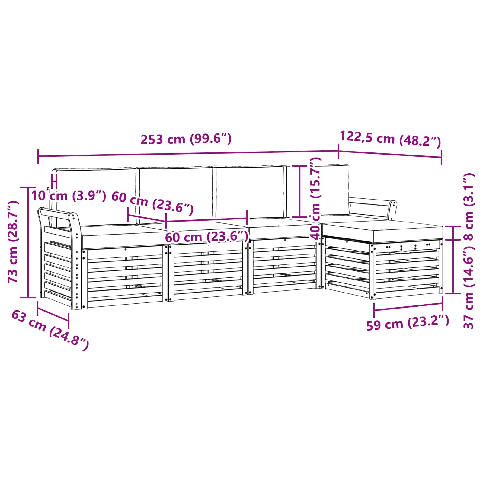 Ensemble de canapés d'extérieur 5 pcs Naturel et Beige - XIOS