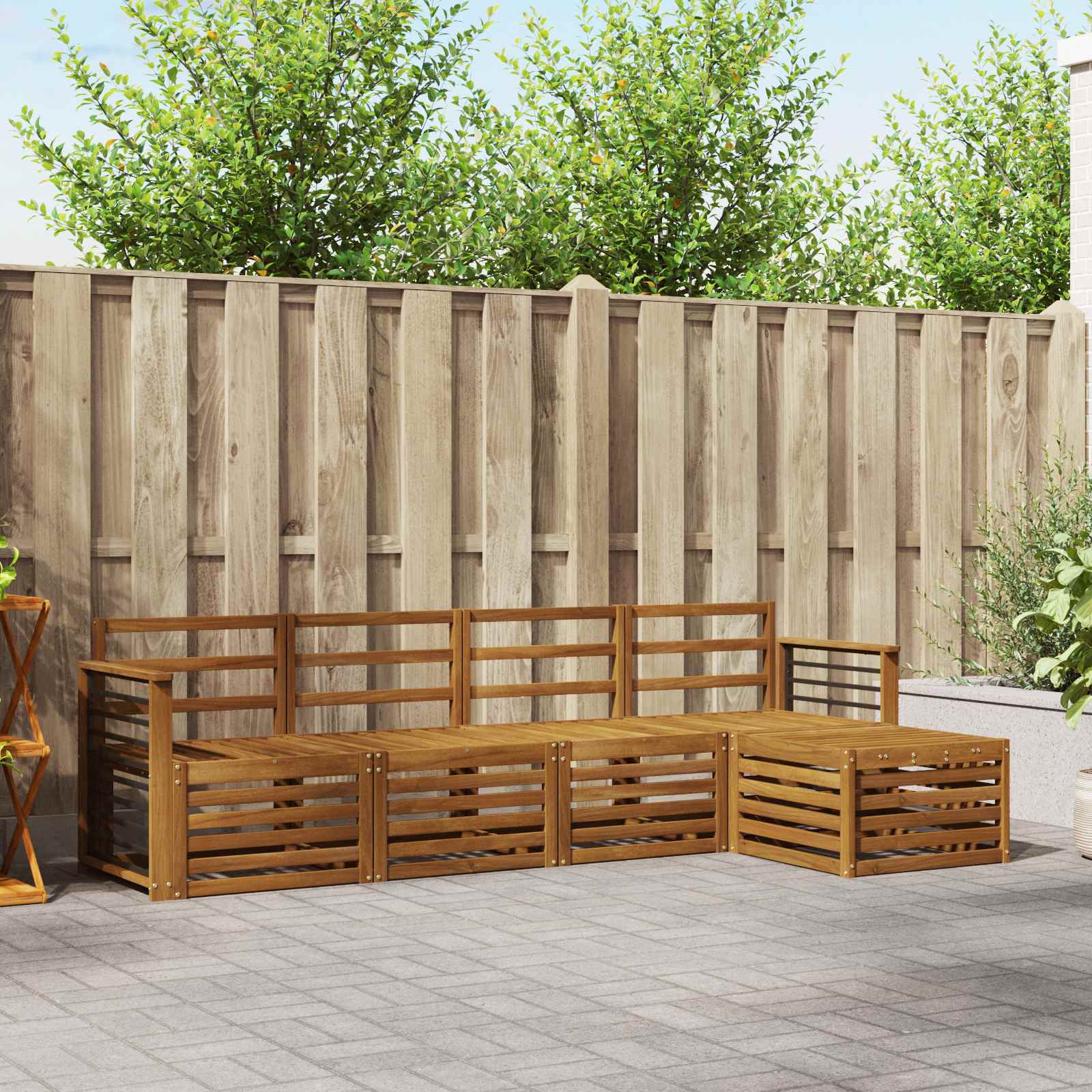 Ensembles de canapés 5 pcs Naturel Bois d'Acacia Massif - XIOS