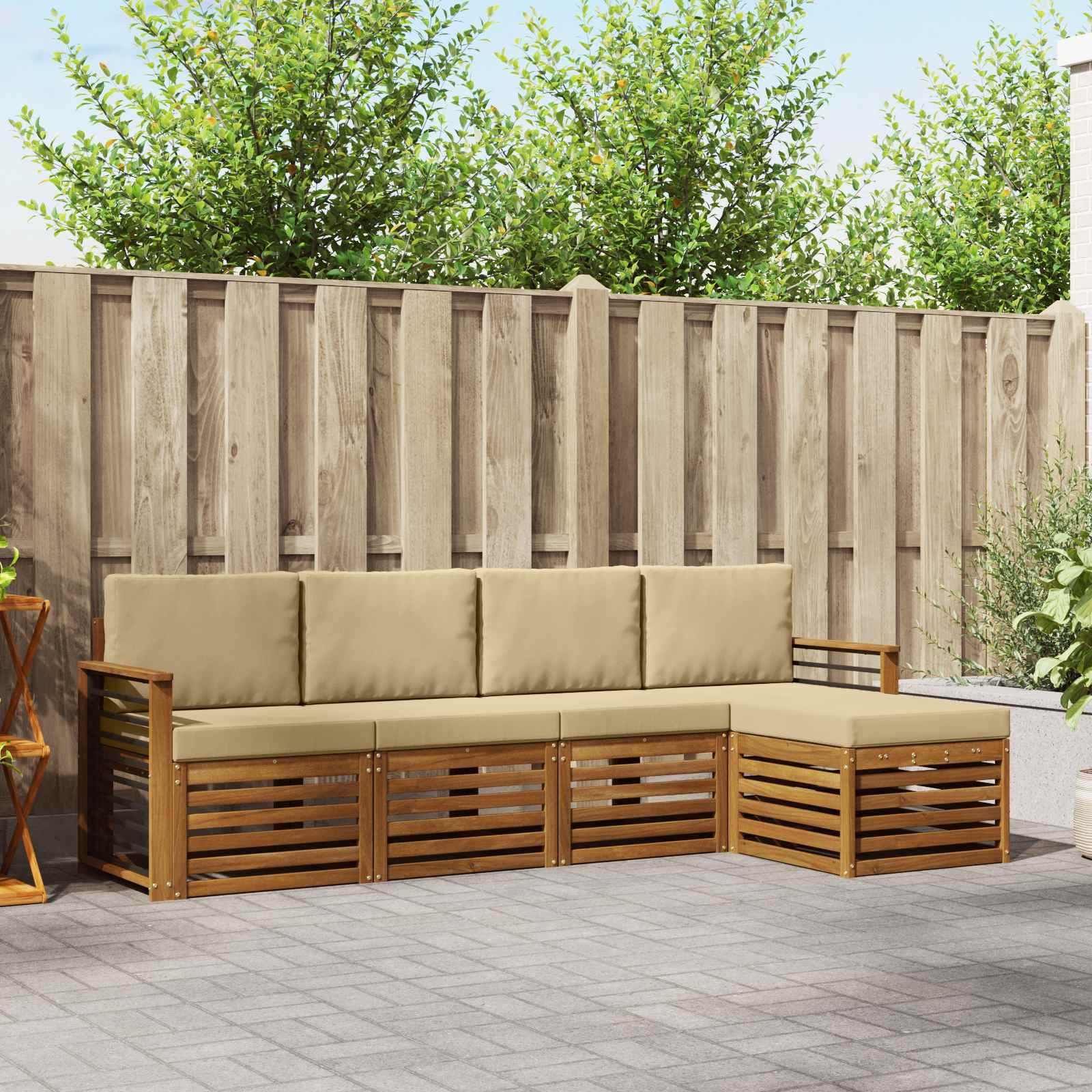 Ensemble de canapés d'extérieur 5 pcs Naturel et Beige - XIOS