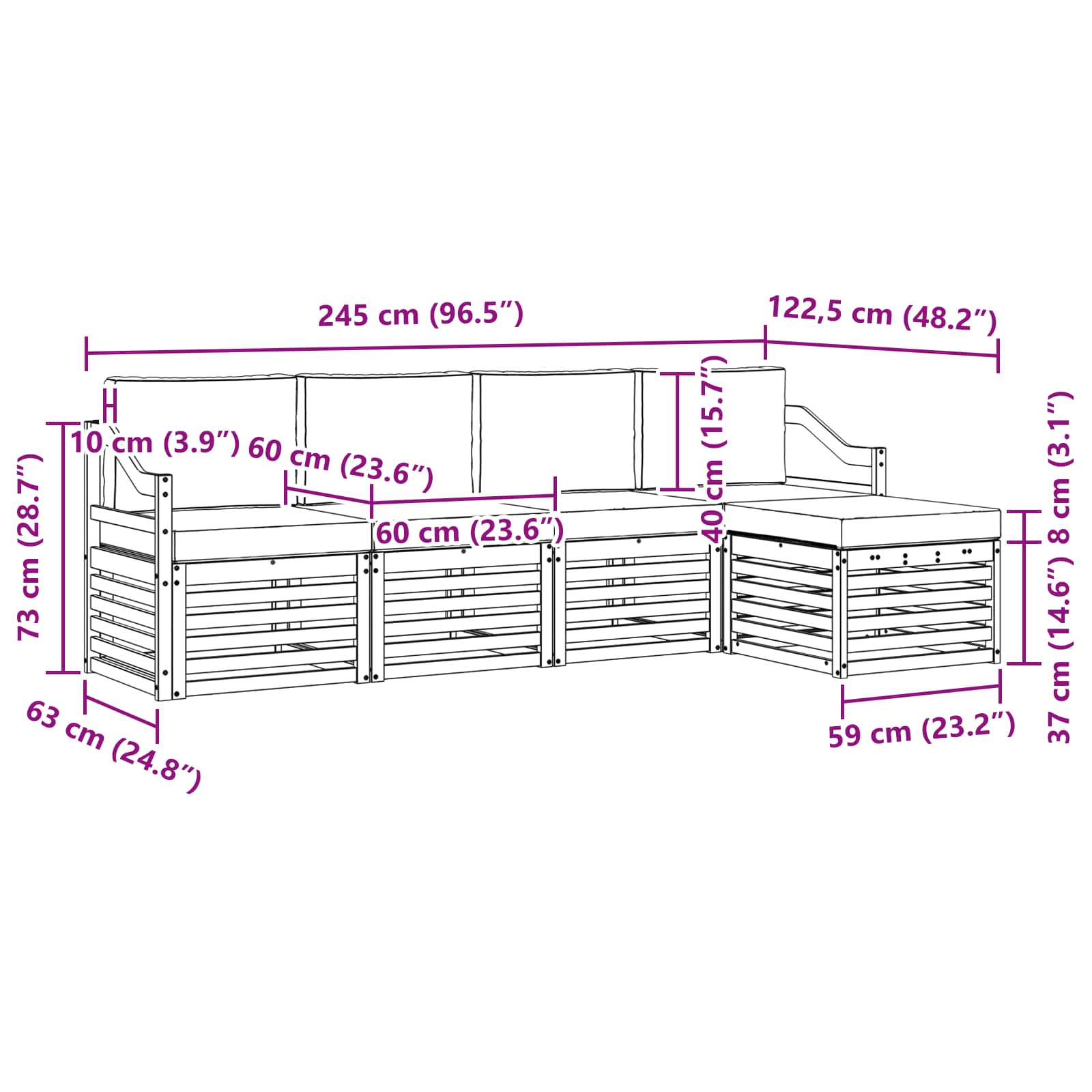 Ensemble de canapés d'extérieur 5 pcs Naturel et Beige - XIOS