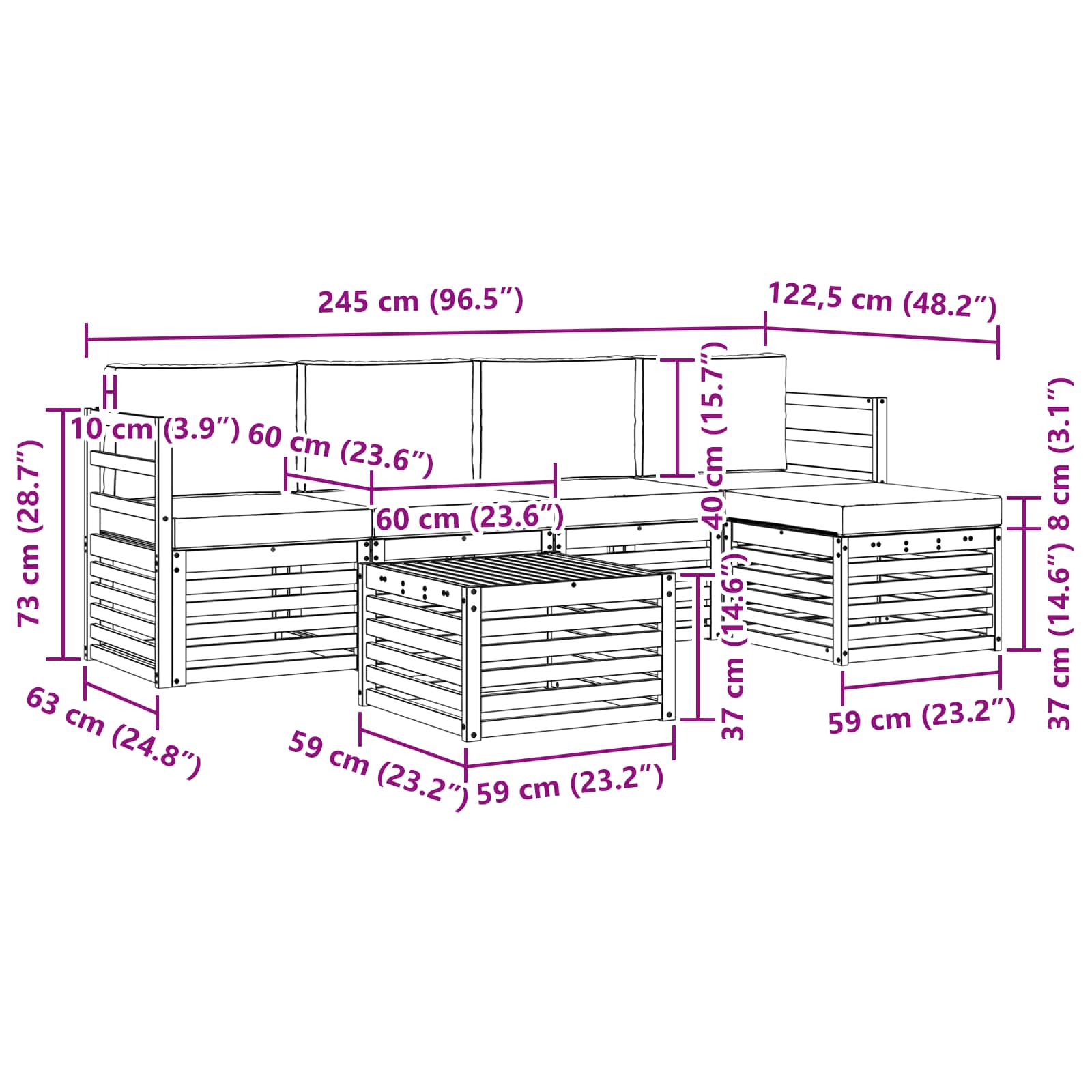 Ensemble de canapés d'extérieur 6 pcs Naturel et Crème - XIOS