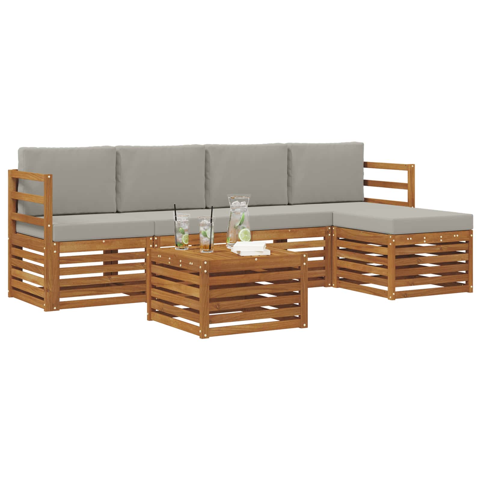 Ensemble de canapés d'extérieur 6 pcs Gris Naturel et Clair - XIOS