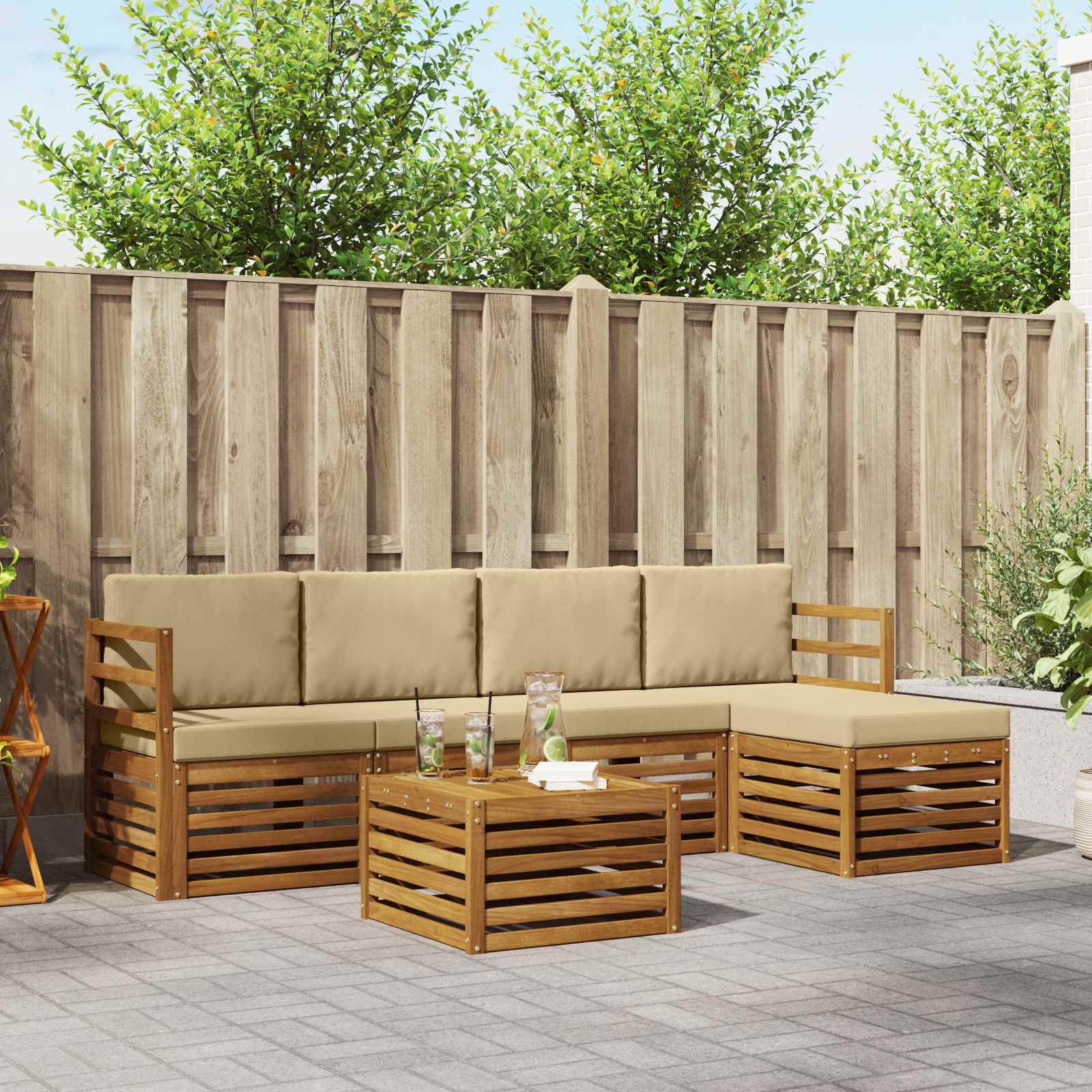 Ensemble de canapés d'extérieur 6 pcs Naturel et Beige - XIOS