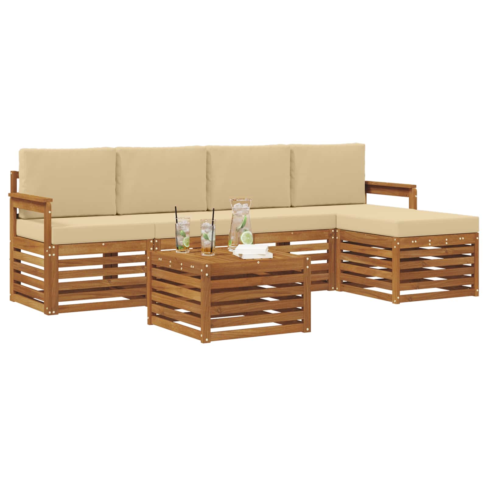 Ensemble de canapés d'extérieur 6 pcs Naturel et Beige - XIOS