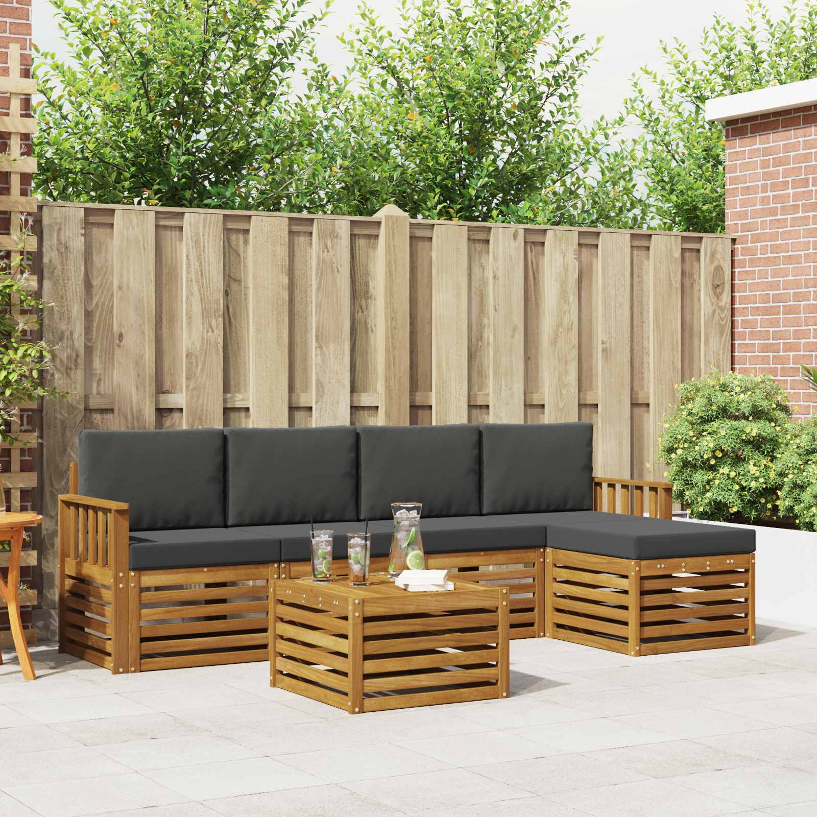 Ensemble de canapés d'extérieur 6 pcs Naturel et Anthracite - XIOS