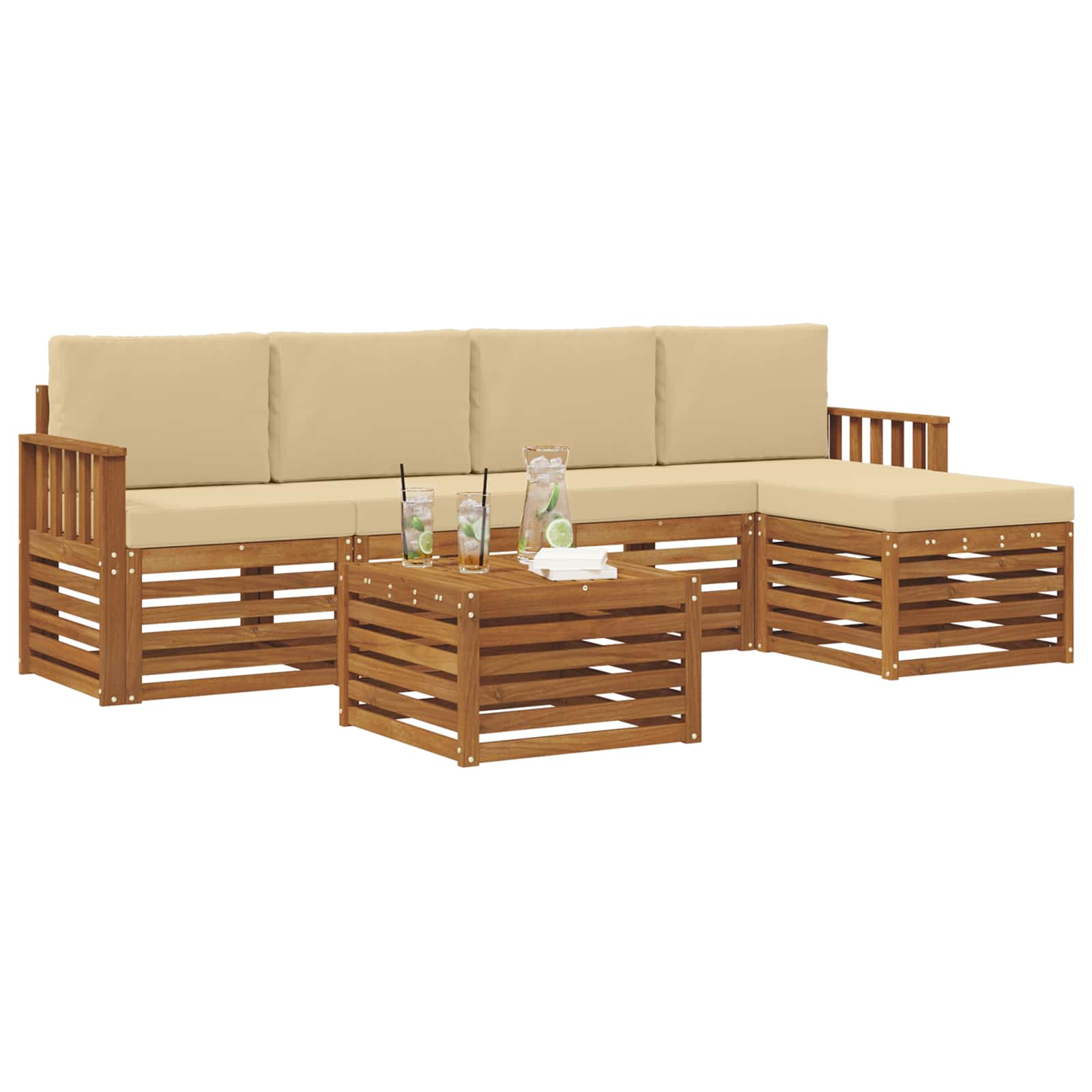 Ensembles de canapés avec coussin 6 pcs Naturel et Beige - XIOS