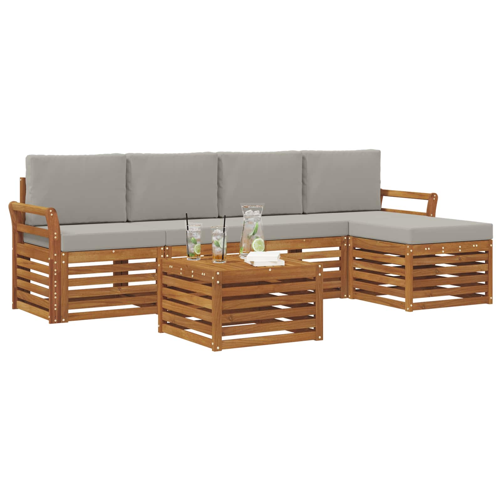 Ensemble de canapés d'extérieur 6 pcs Gris Naturel et Clair - XIOS