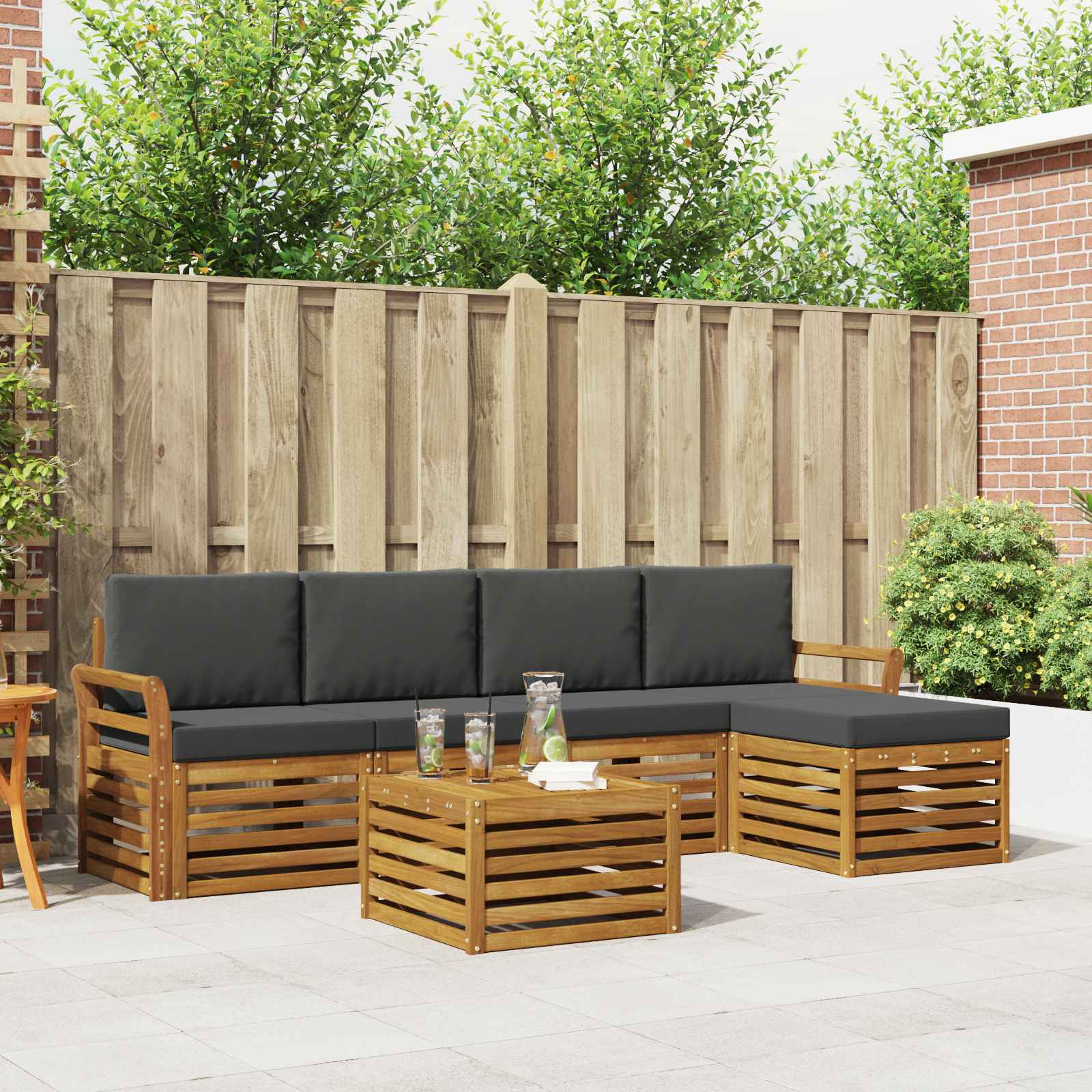 Ensemble de canapés d'extérieur 6 pcs Naturel et Anthracite - XIOS