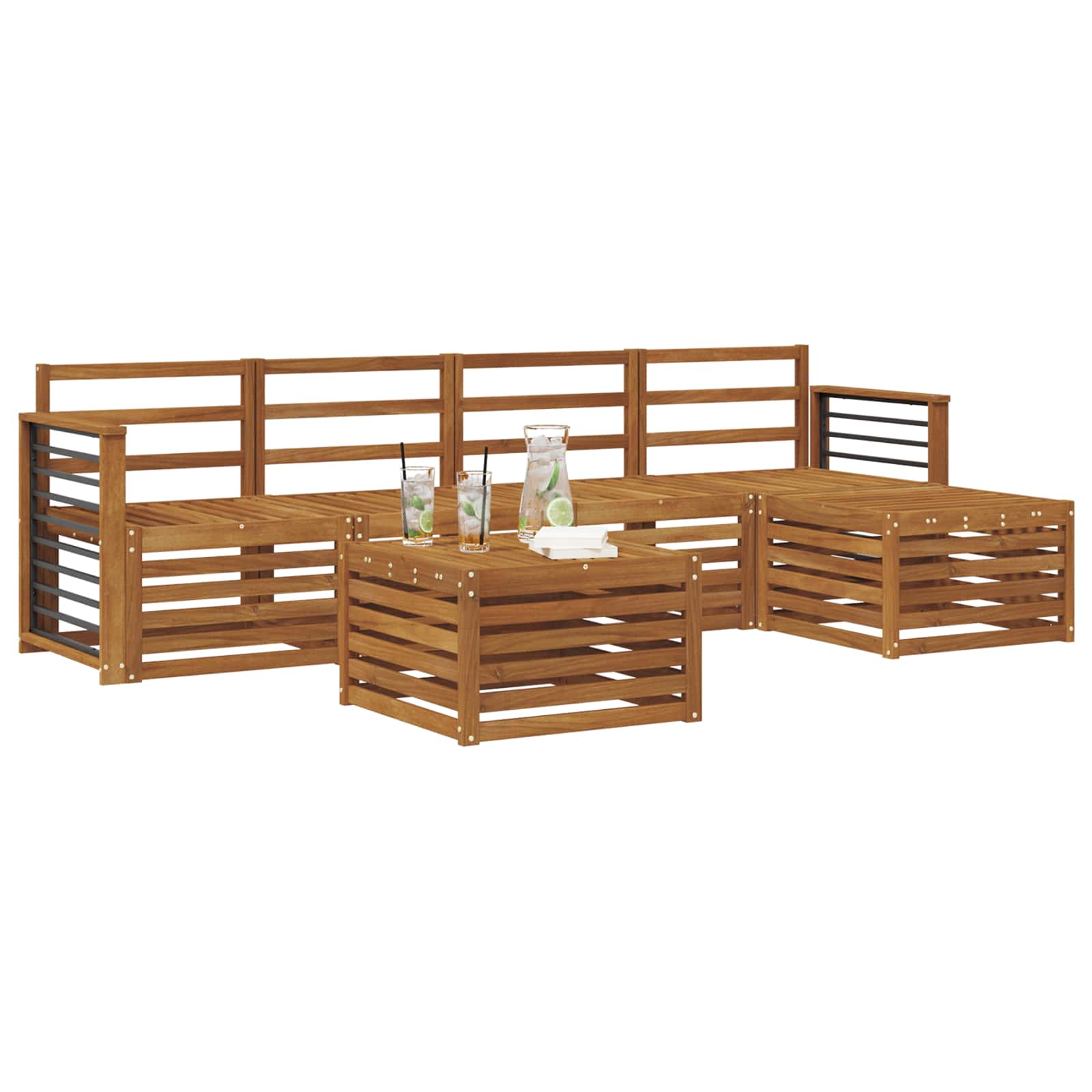 Ensembles de canapés 6 pcs Naturel Bois d'Acacia Massif - XIOS