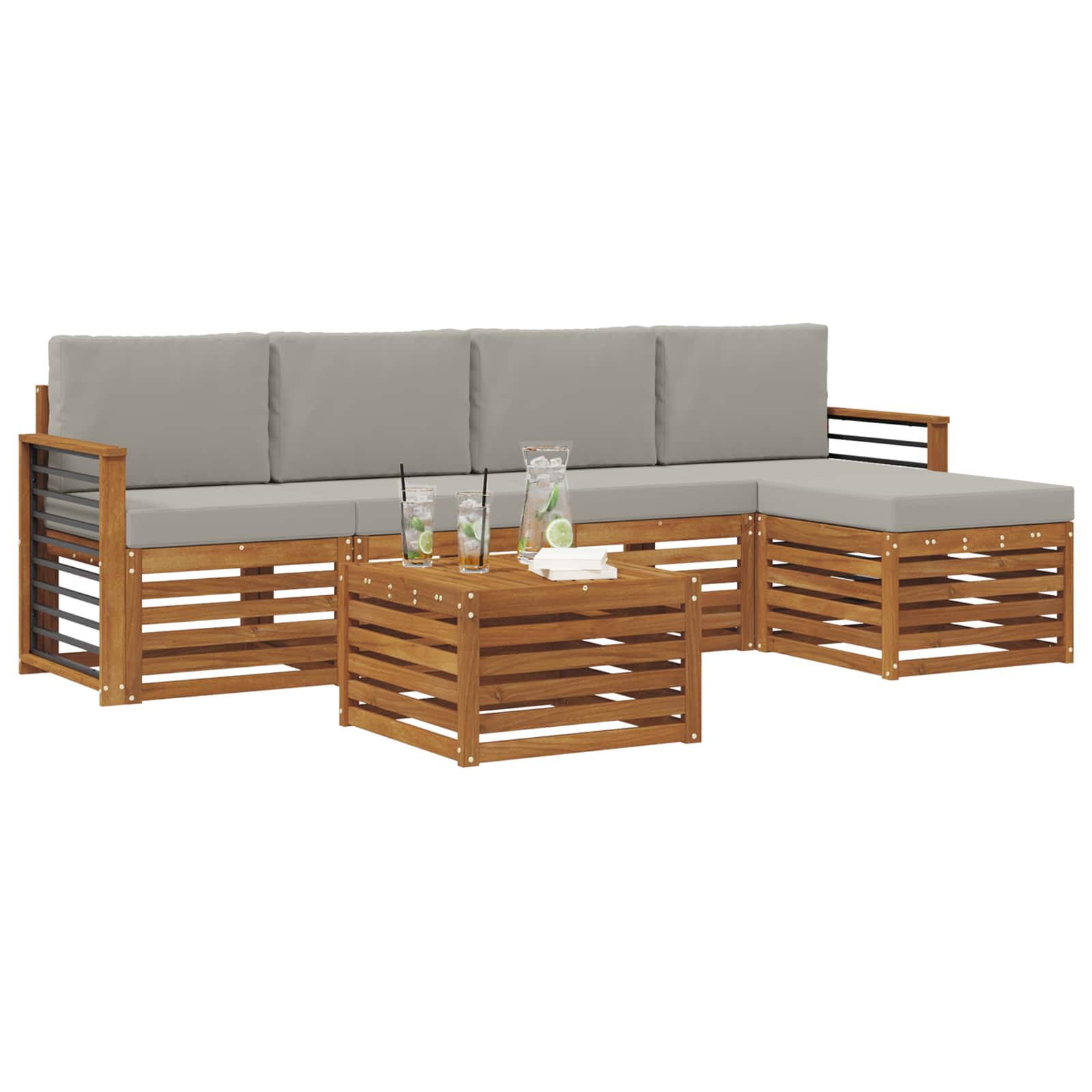 Ensemble de canapés d'extérieur 6 pcs Gris Naturel et Clair - XIOS