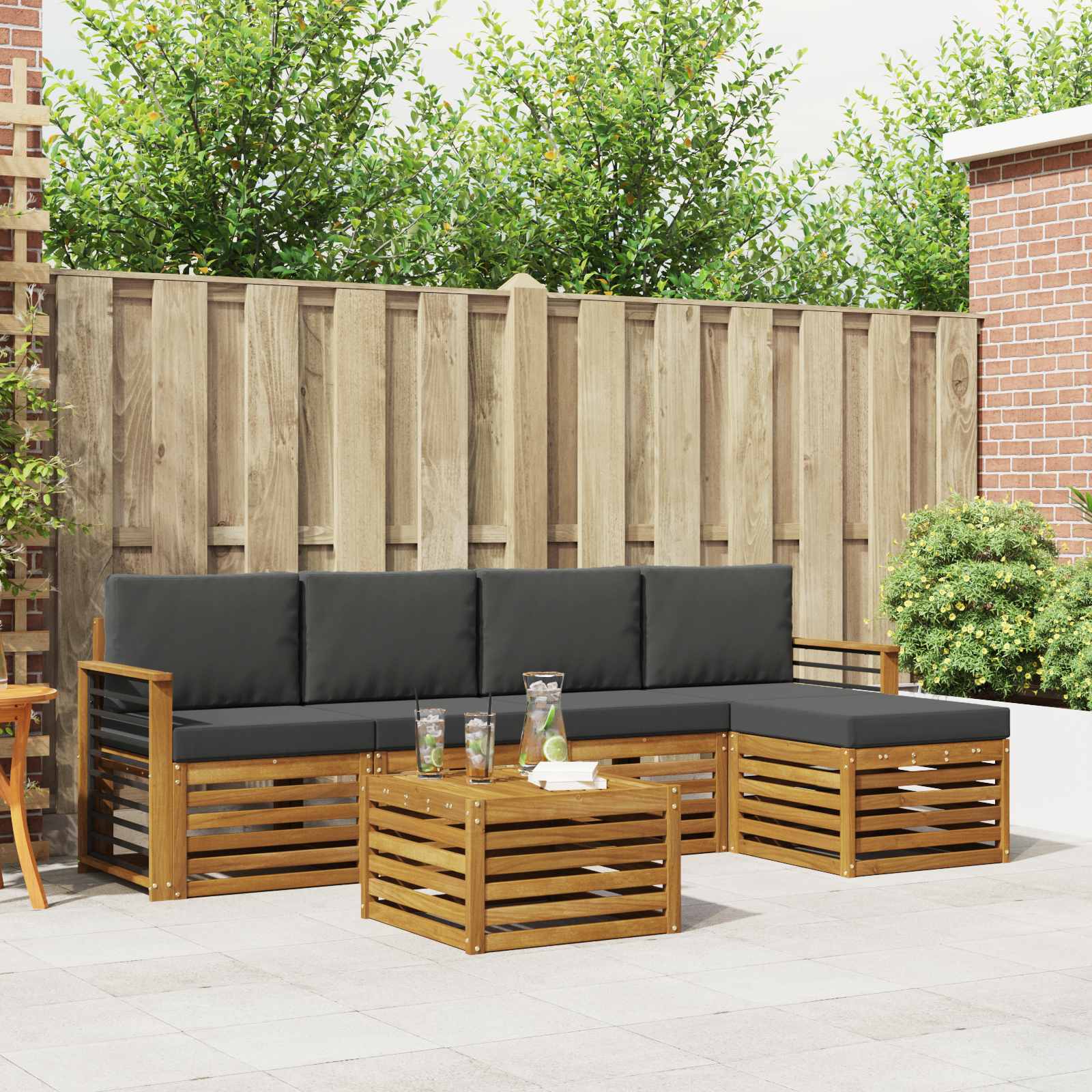 Ensemble de canapés d'extérieur 6 pcs Naturel et Anthracite - XIOS