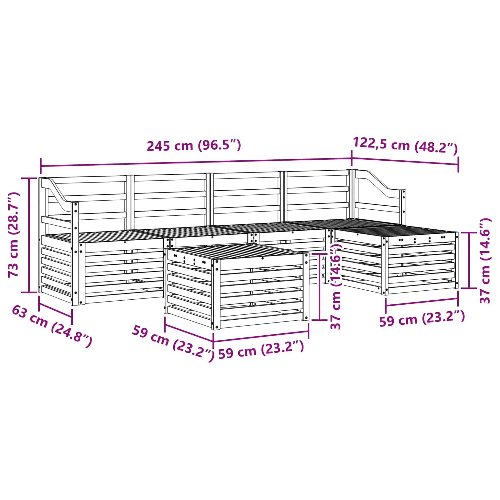 Ensemble de canapés d'extérieur 6 pcs Naturel - XIOS