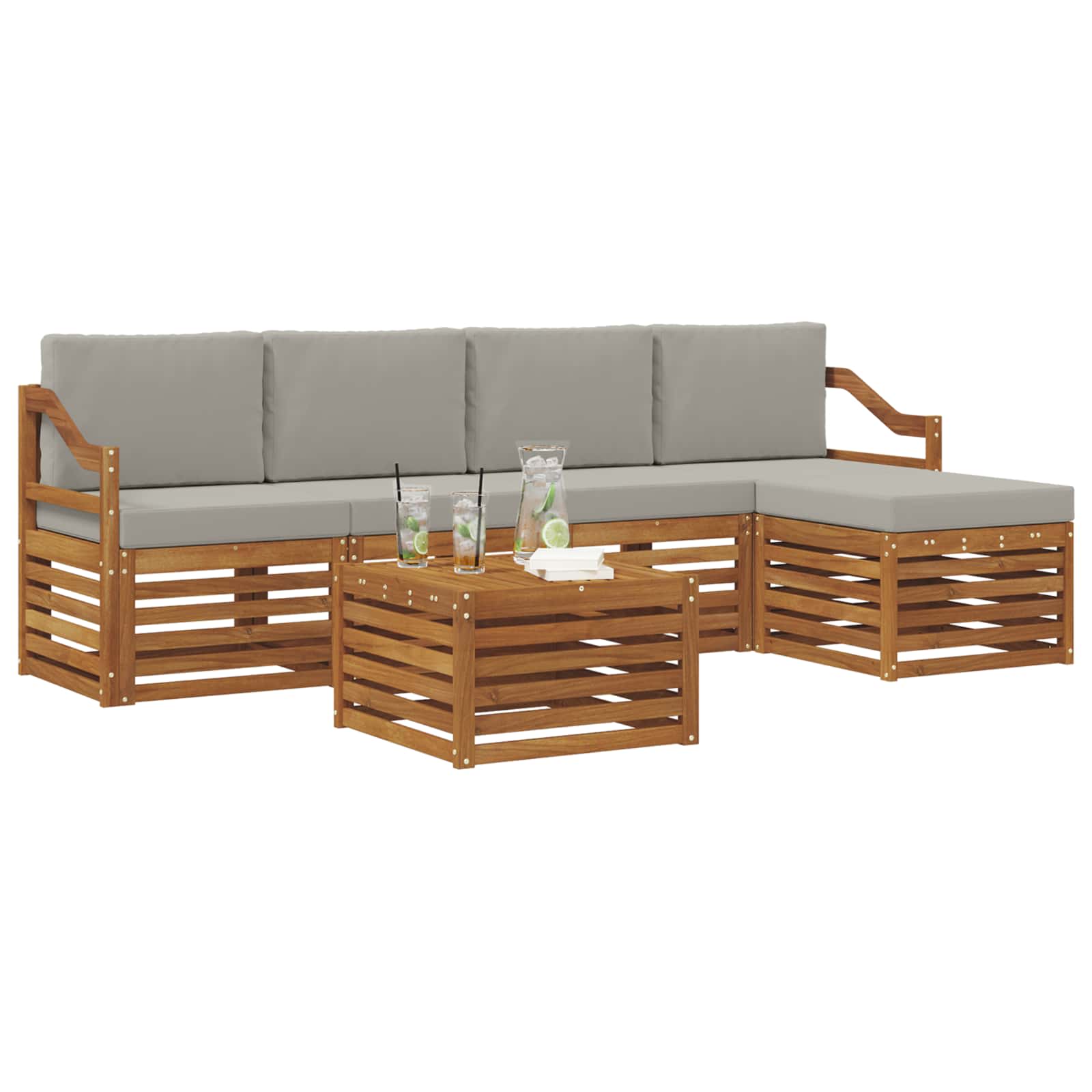 Ensemble de canapés d'extérieur 6 pc Gris Naturel et Clair