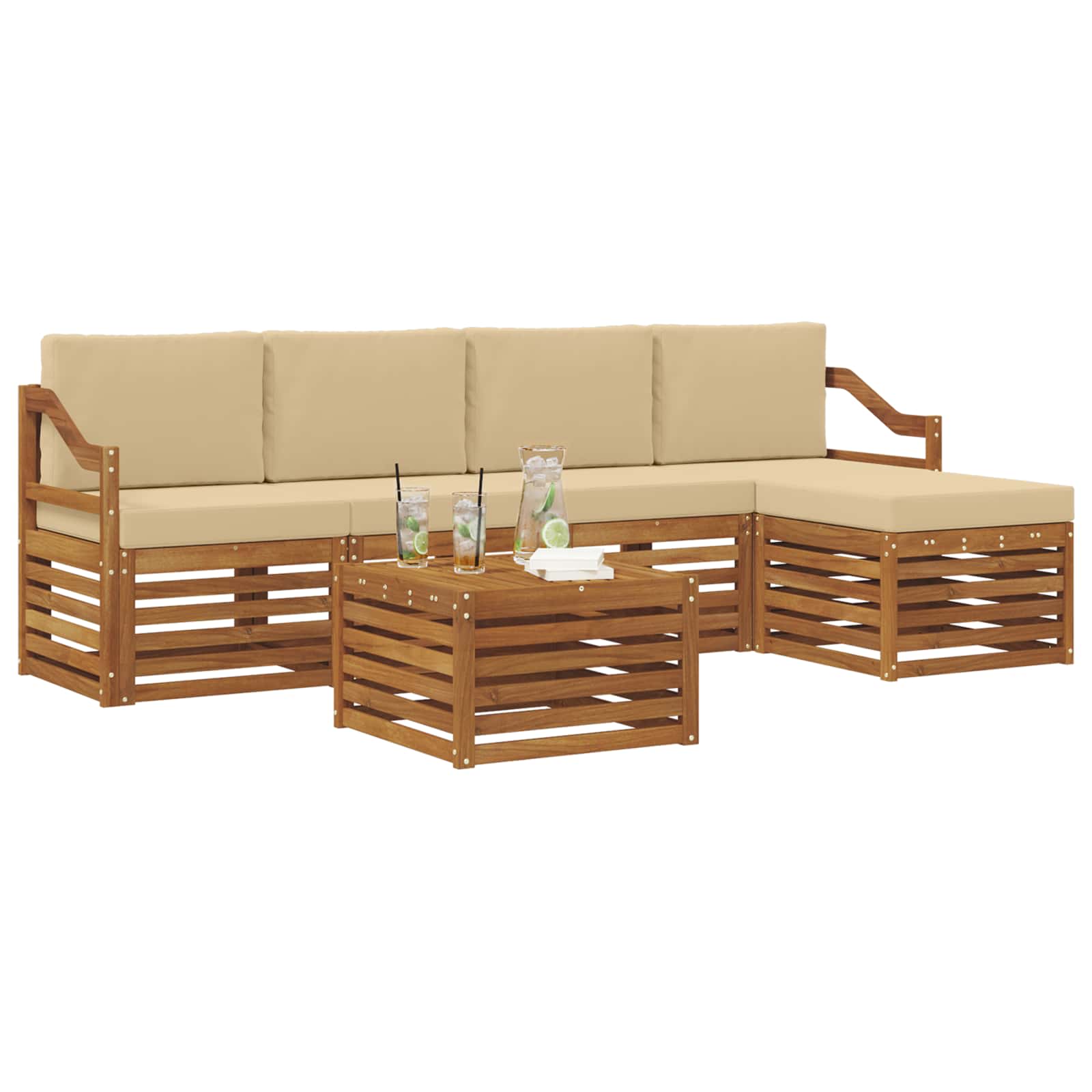 Ensemble de canapés d'extérieur 6 pcs Naturel et Beige - XIOS