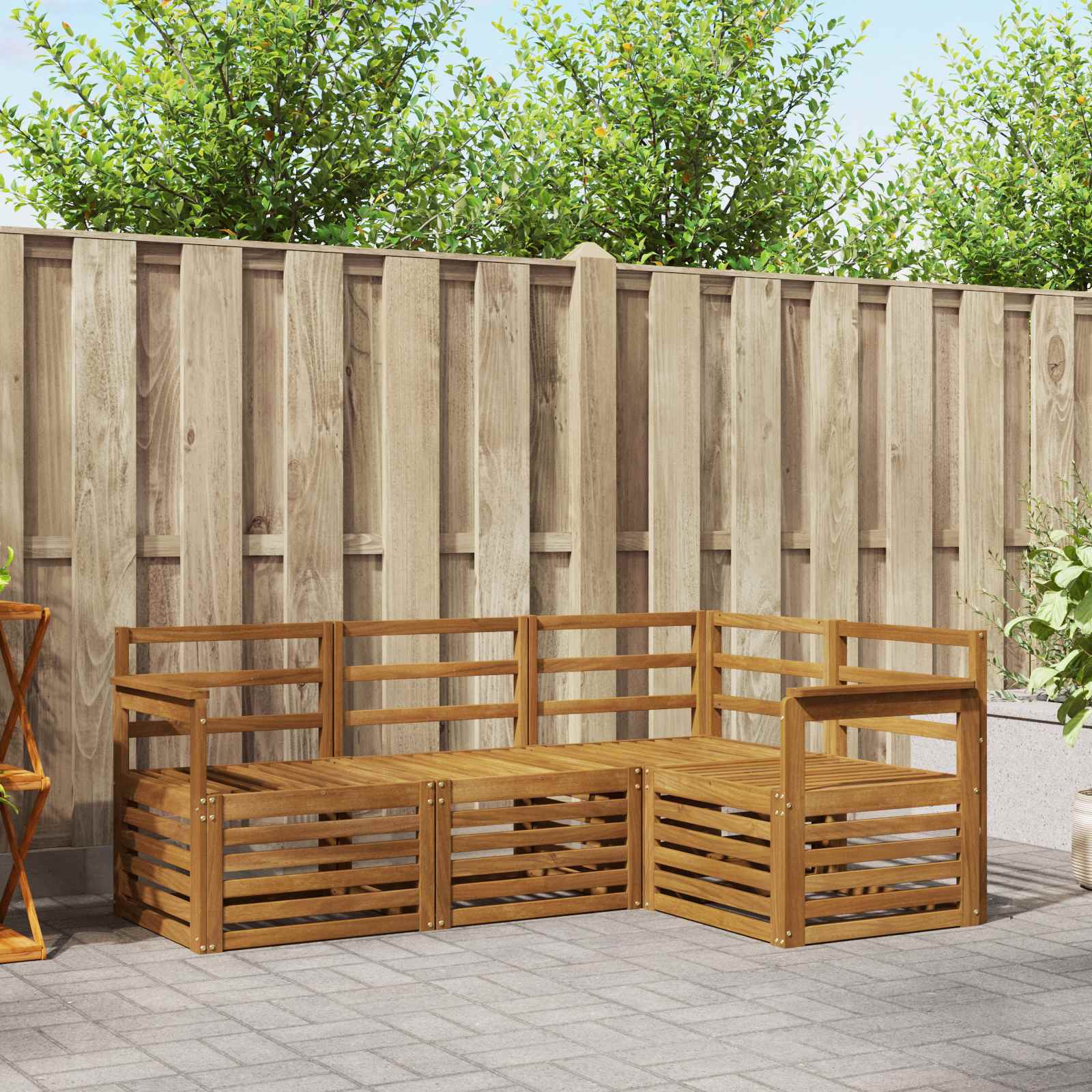 Ensembles de canapés 4 pcs Naturel Bois d'Acacia Massif - XIOS