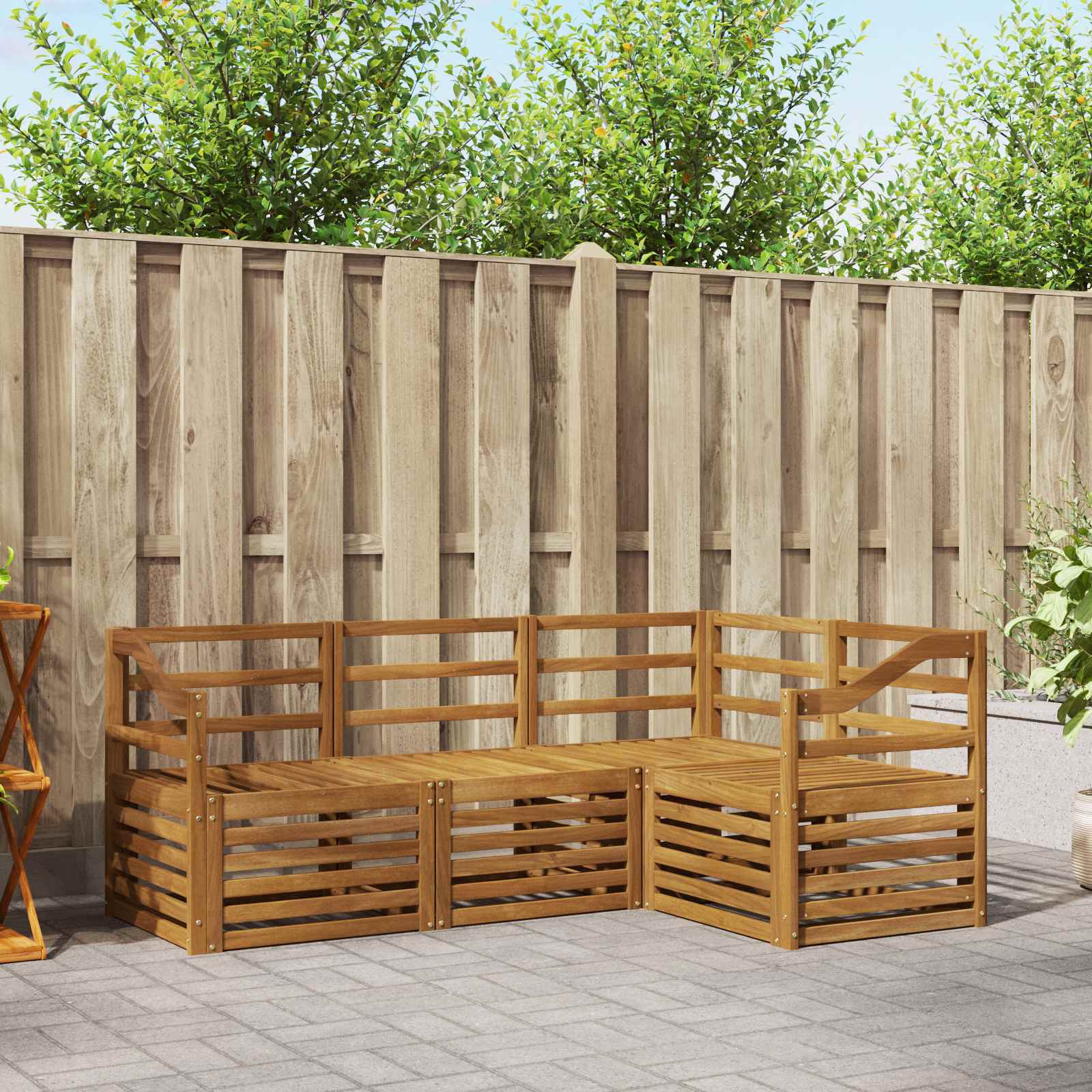 Ensembles de canapés 4 pcs Naturel Bois d'Acacia Massif - XIOS
